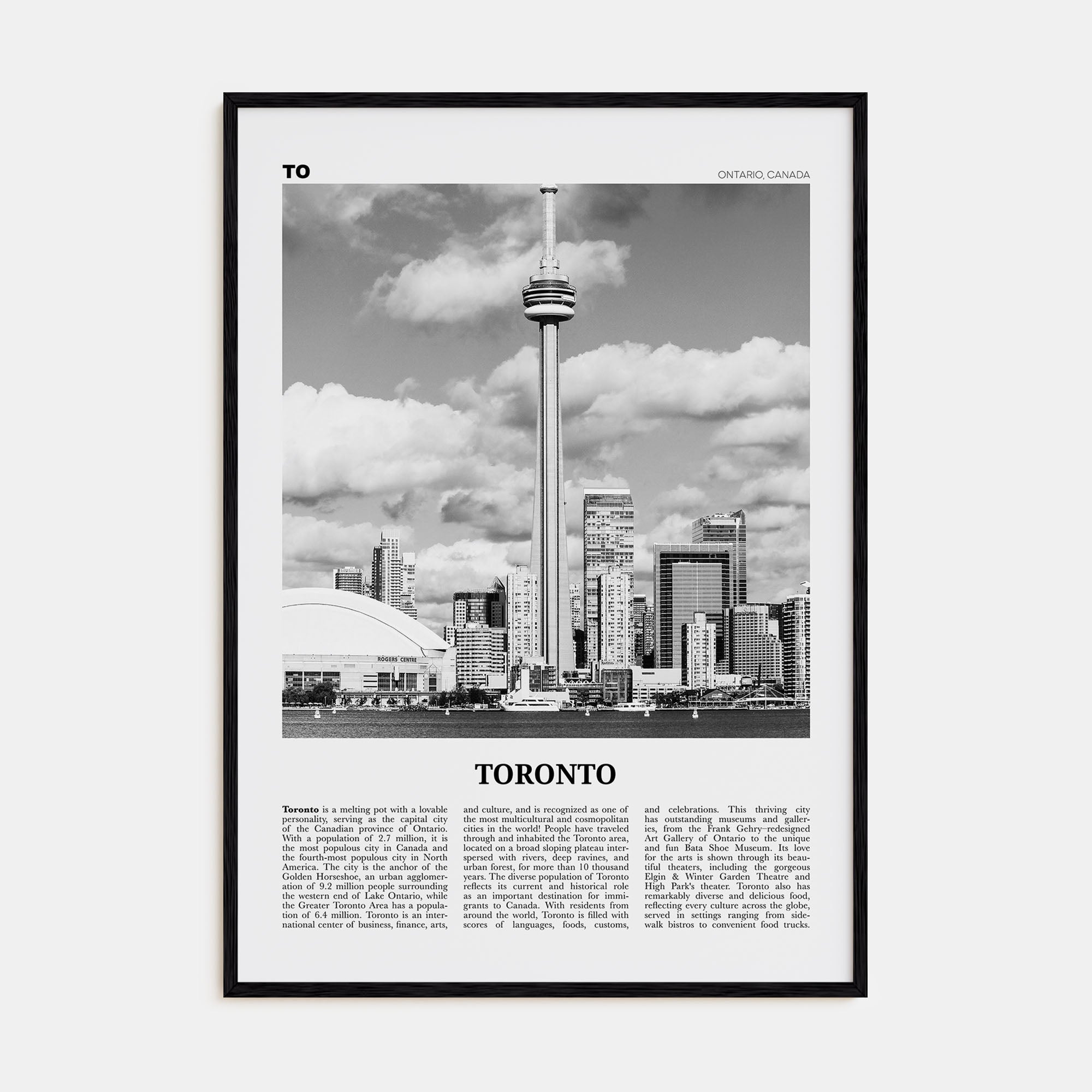 Toronto Travel B&W No 3 Poster