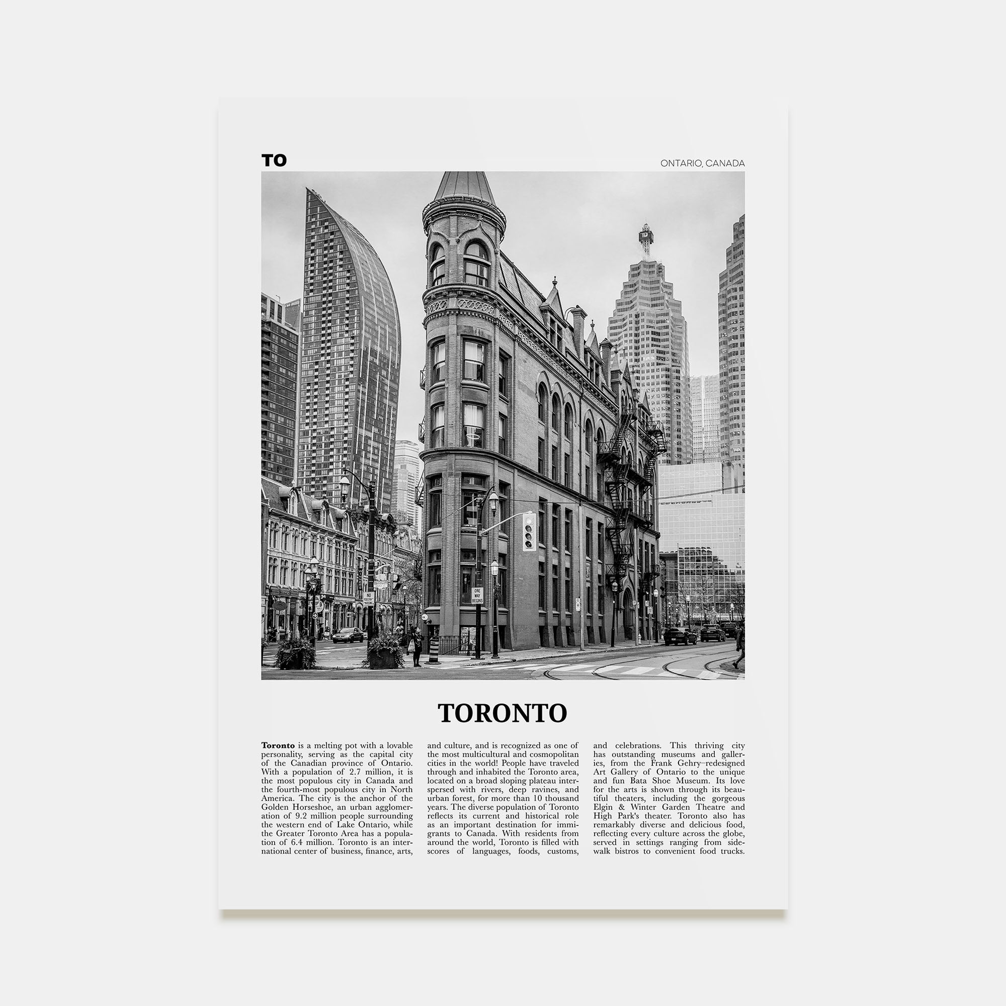 Toronto Travel B&W No 4 Poster
