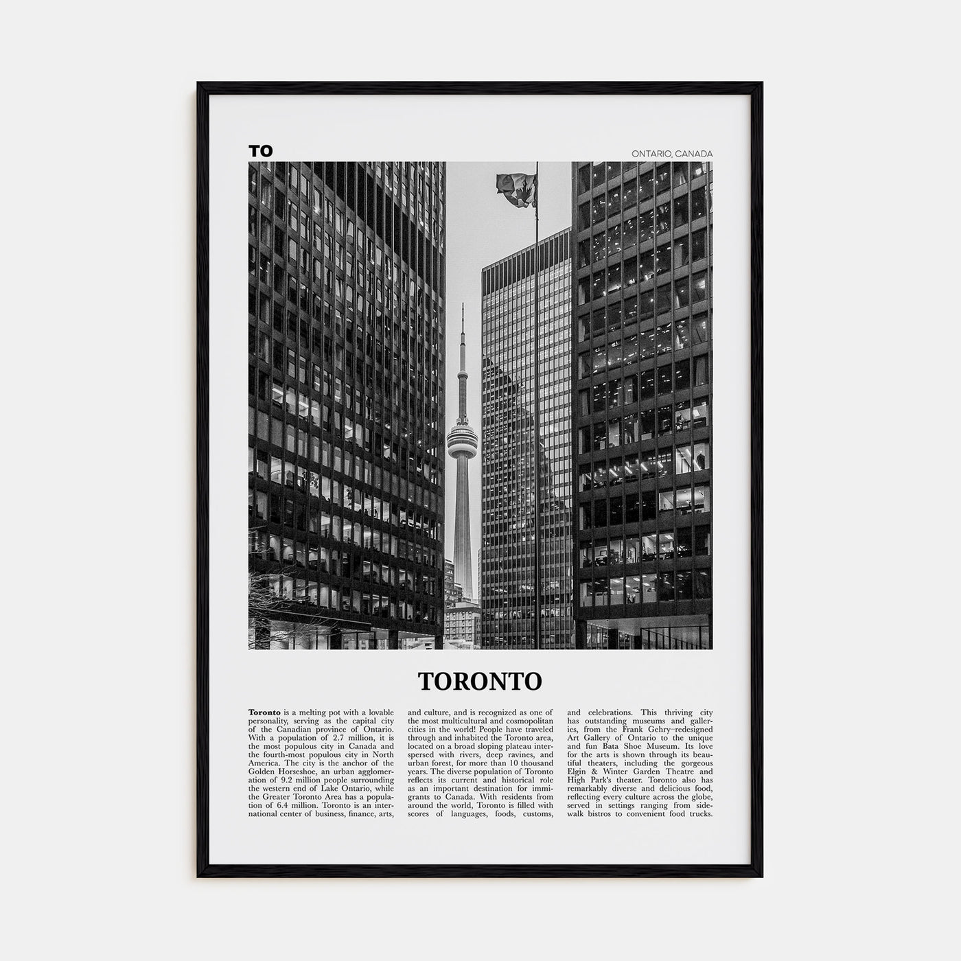 Toronto Travel B&W No 5 Poster