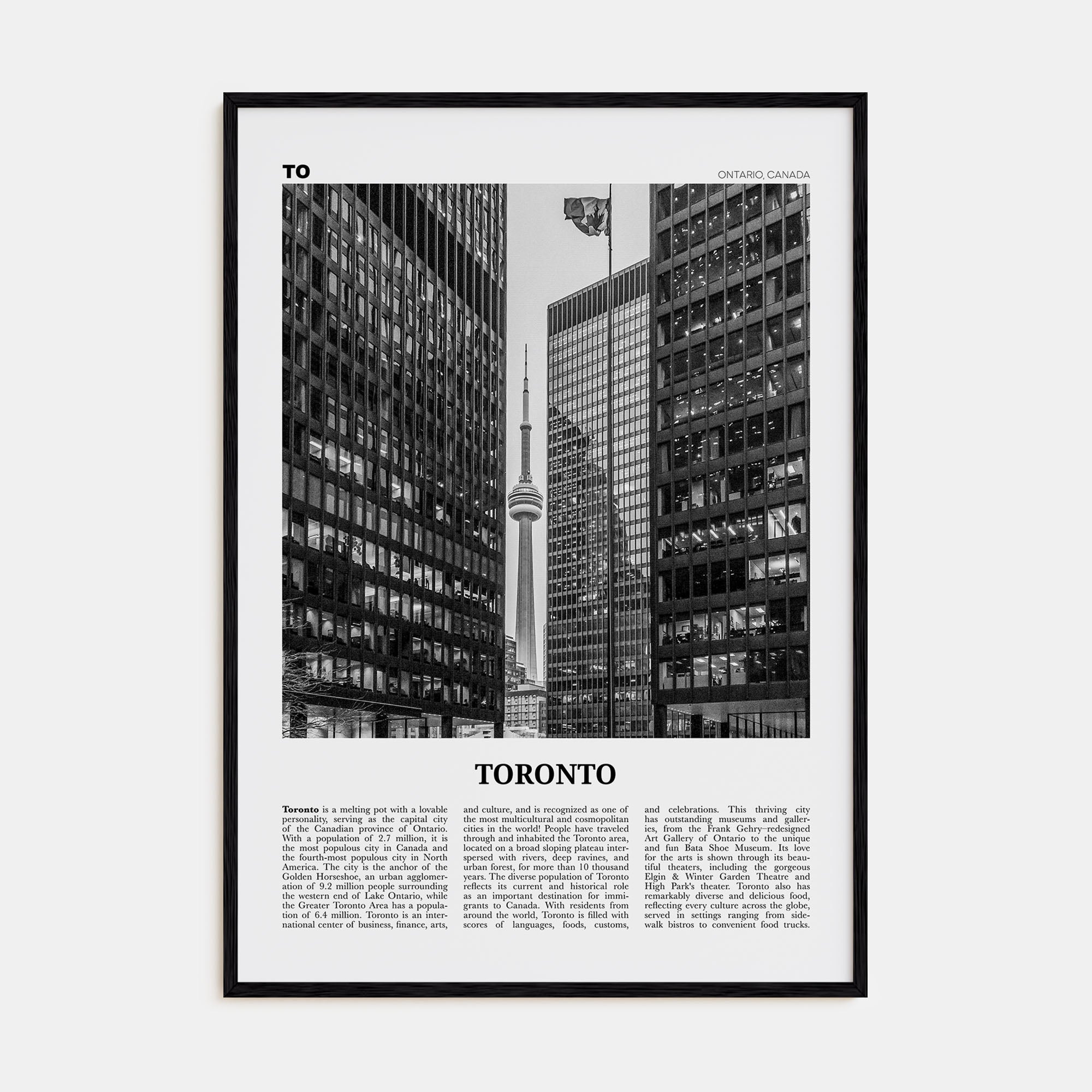 Toronto Travel B&W No 5 Poster
