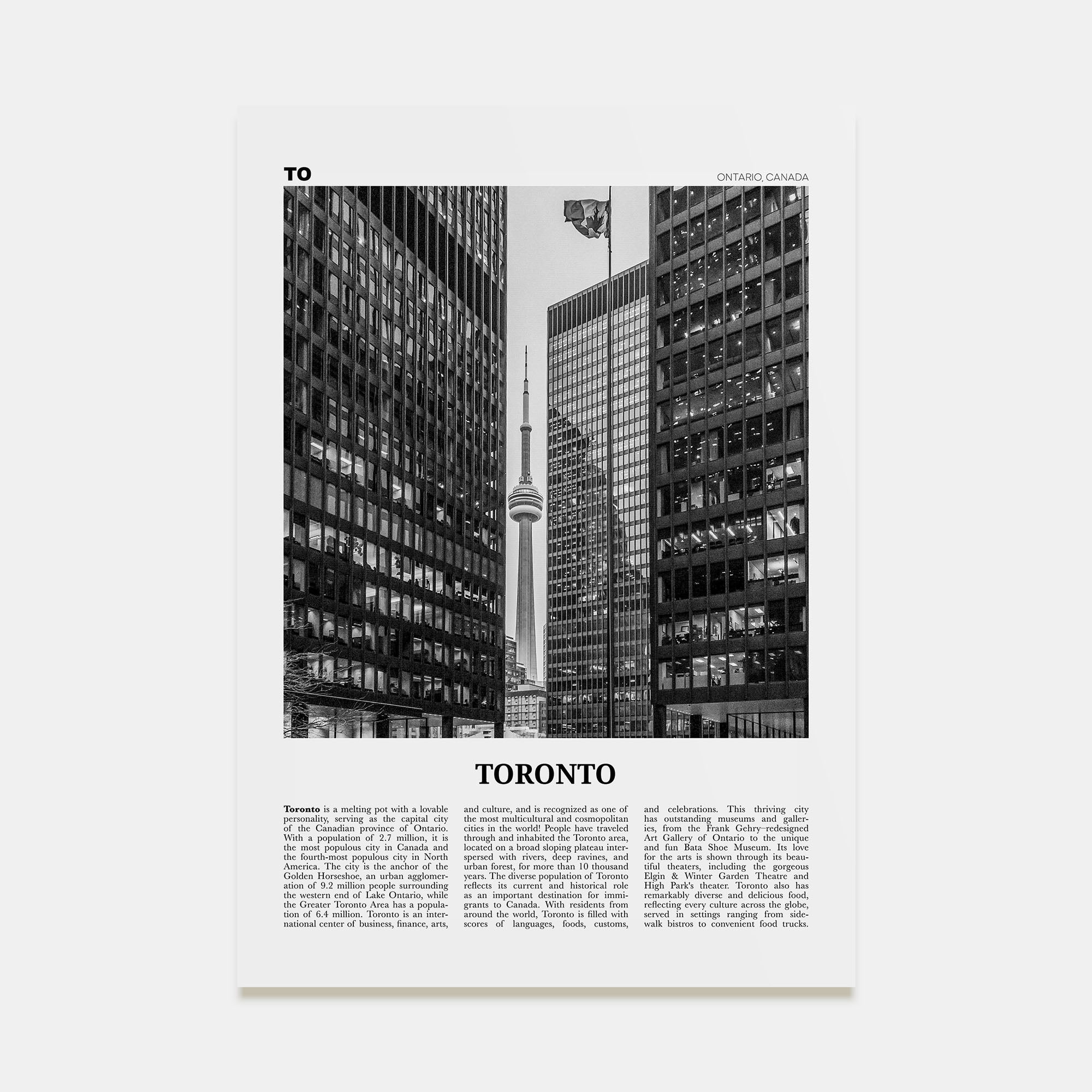 Toronto Travel B&W No 5 Poster