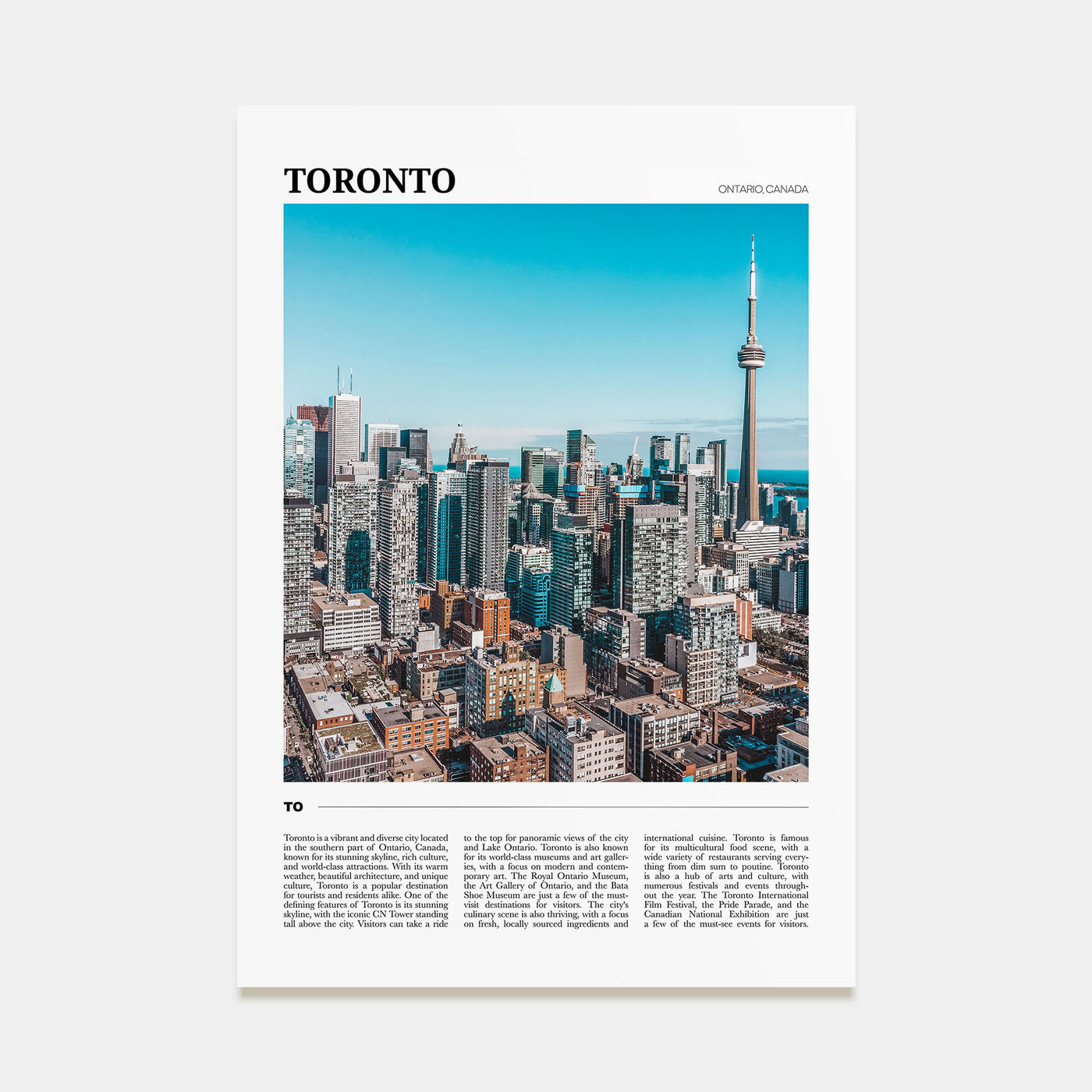 Toronto Travel Color Poster