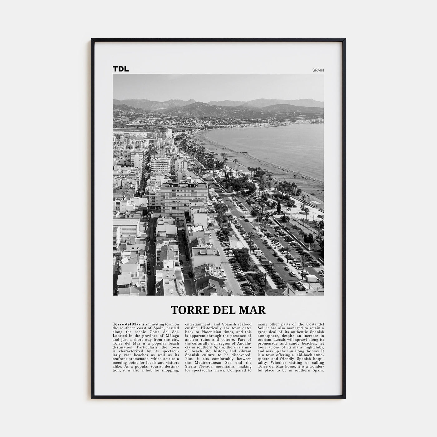 Torre del Mar Travel B&W Poster