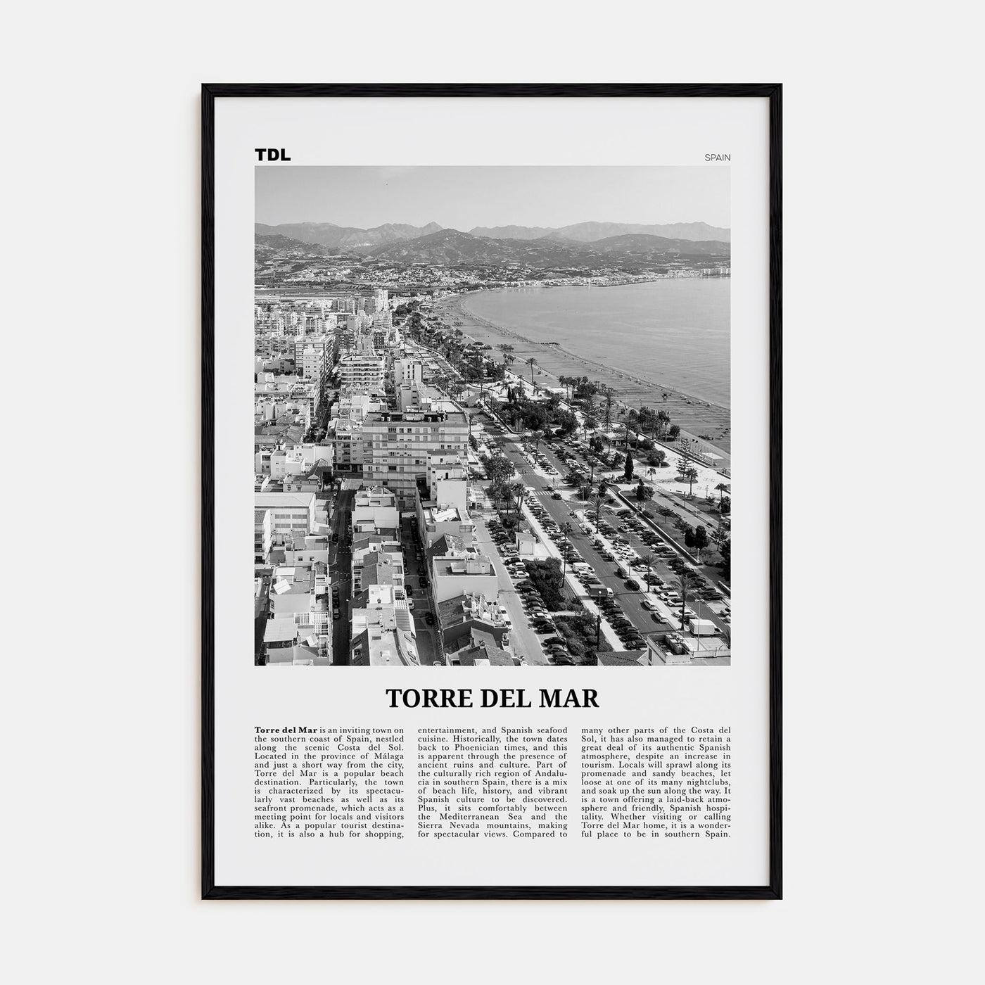 Torre del Mar Travel B&W Poster