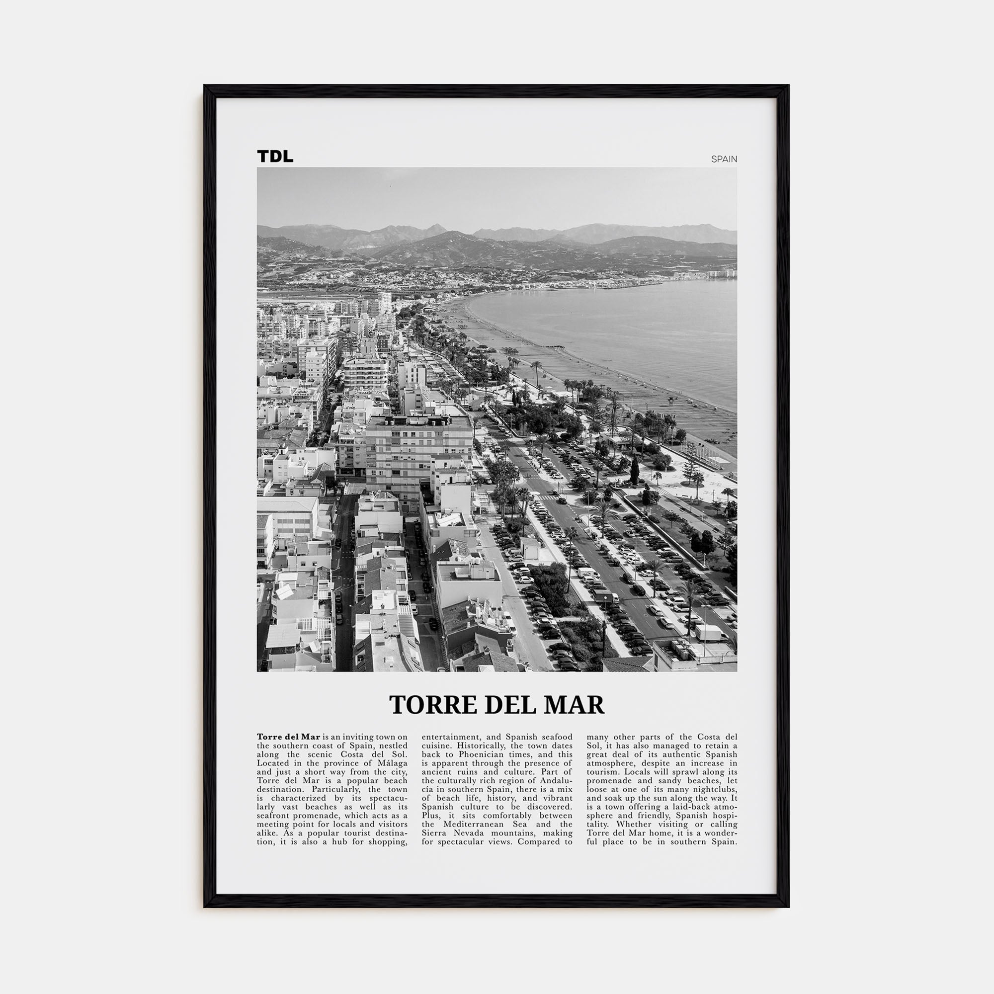 Torre del Mar Travel B&W Poster