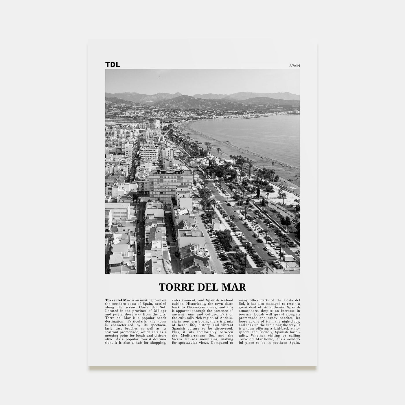 Torre del Mar Travel B&W Poster