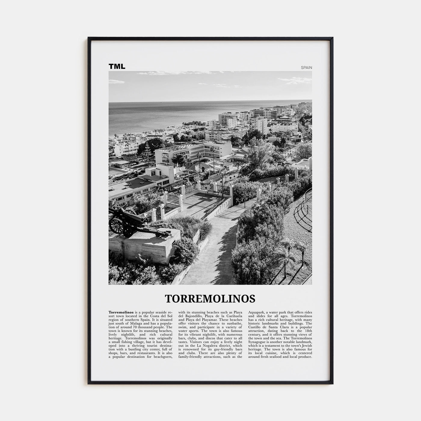 Torremolinos Travel B&W Poster