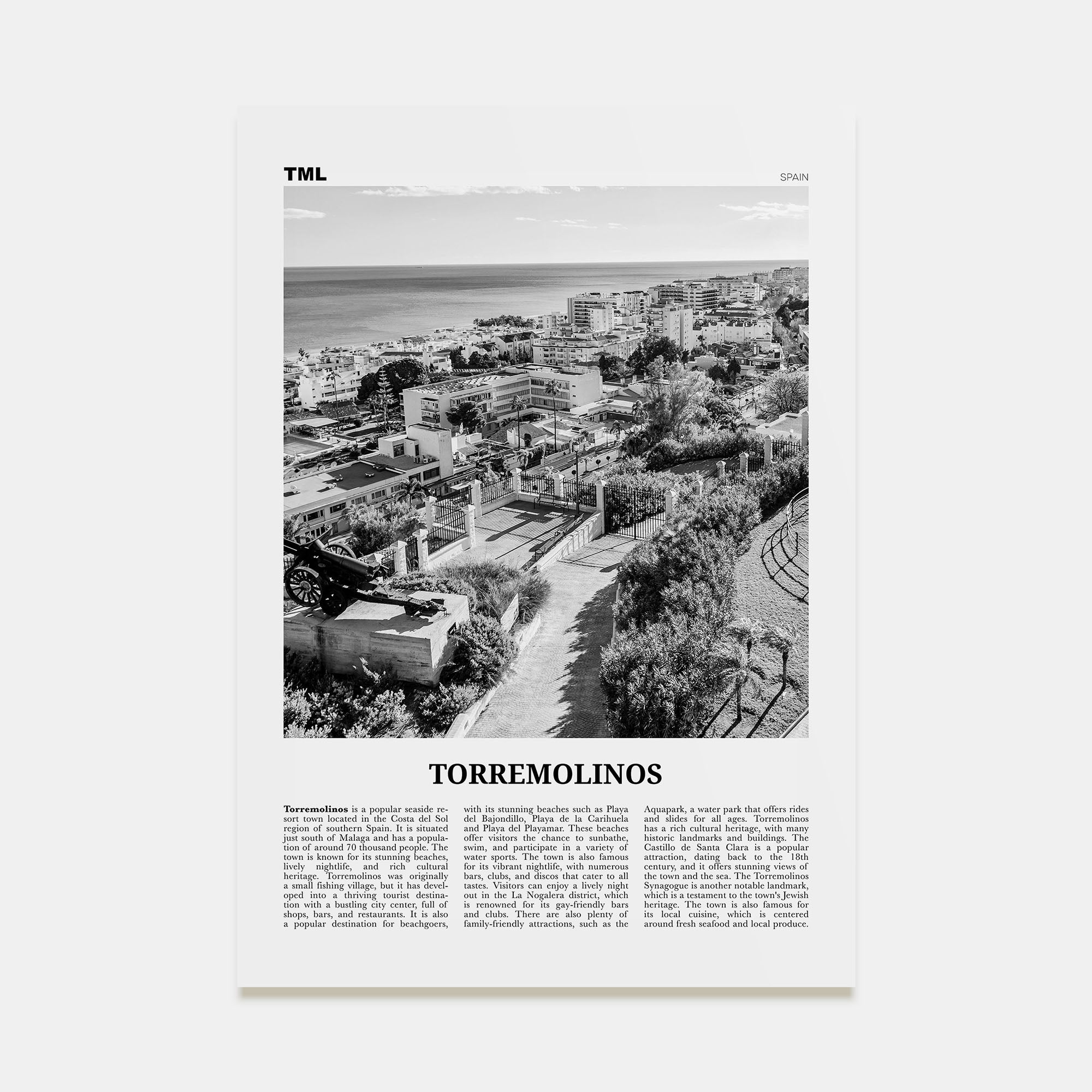 Torremolinos Travel B&W Poster