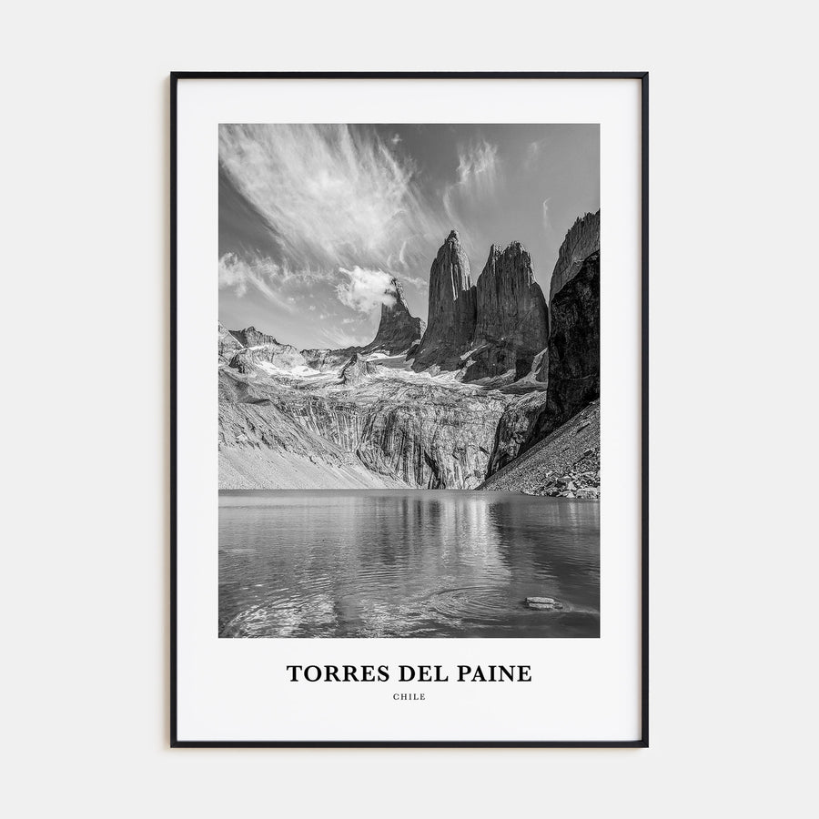 Torres del Paine Portrait B&W Poster