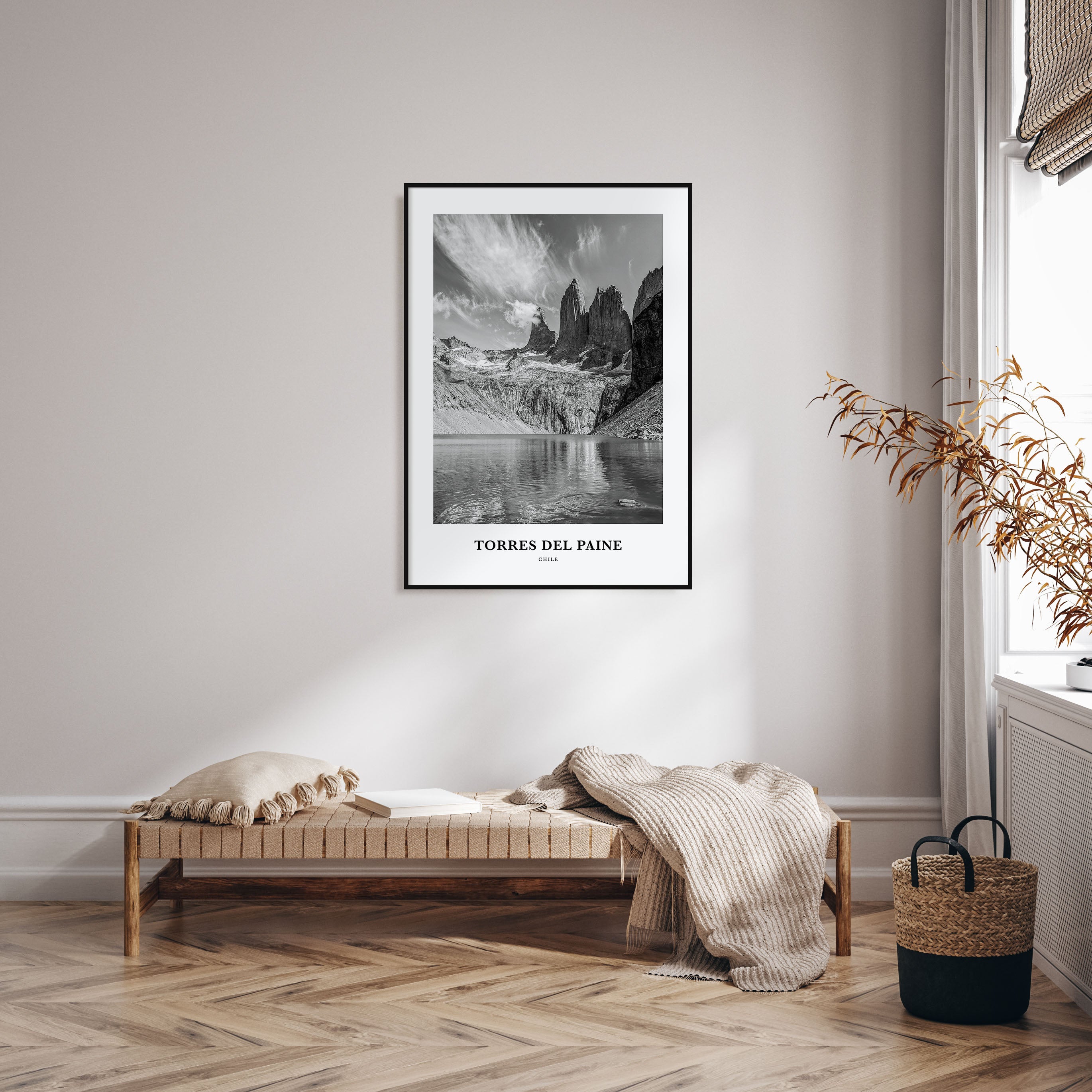Torres del Paine Portrait B&W Poster