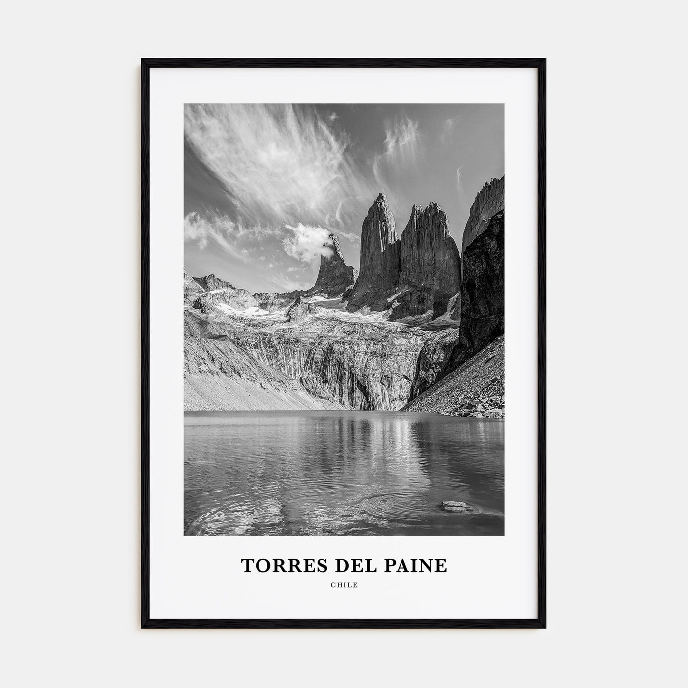 Torres del Paine Portrait B&W Poster