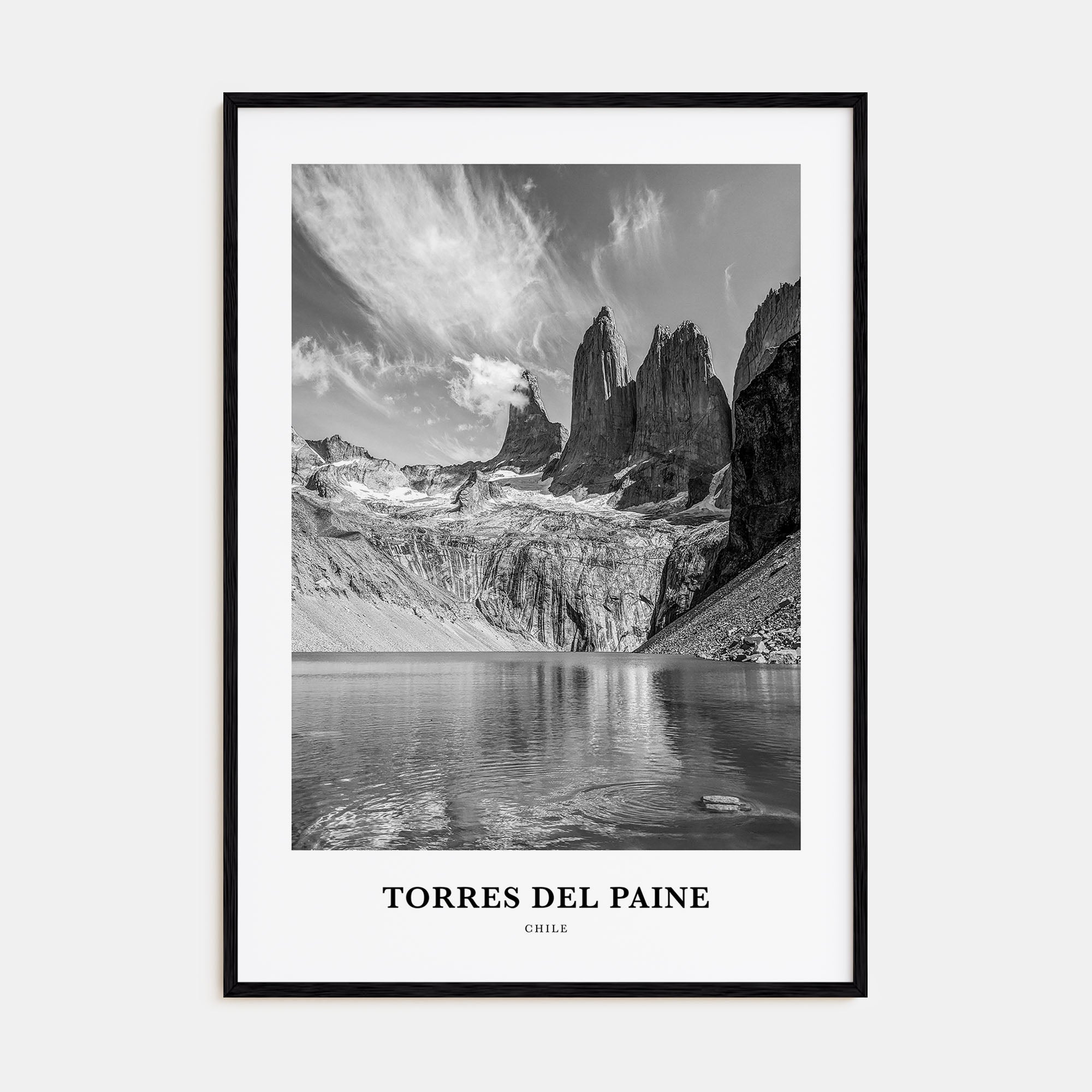 Torres del Paine Portrait B&W Poster