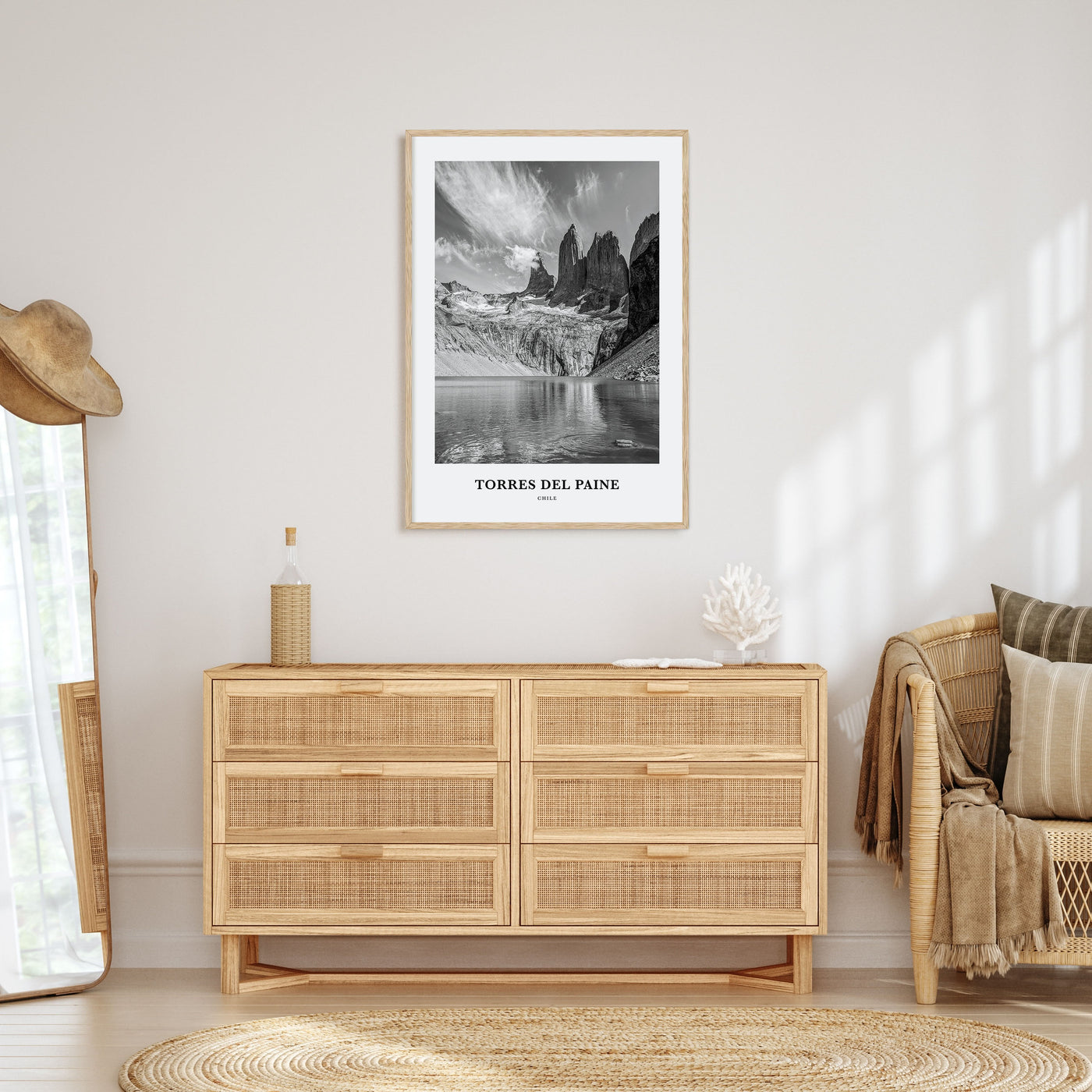 Torres del Paine Portrait B&W Poster