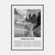 Torres del Paine Travel B&W Poster
