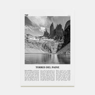 Torres del Paine Travel B&W Poster