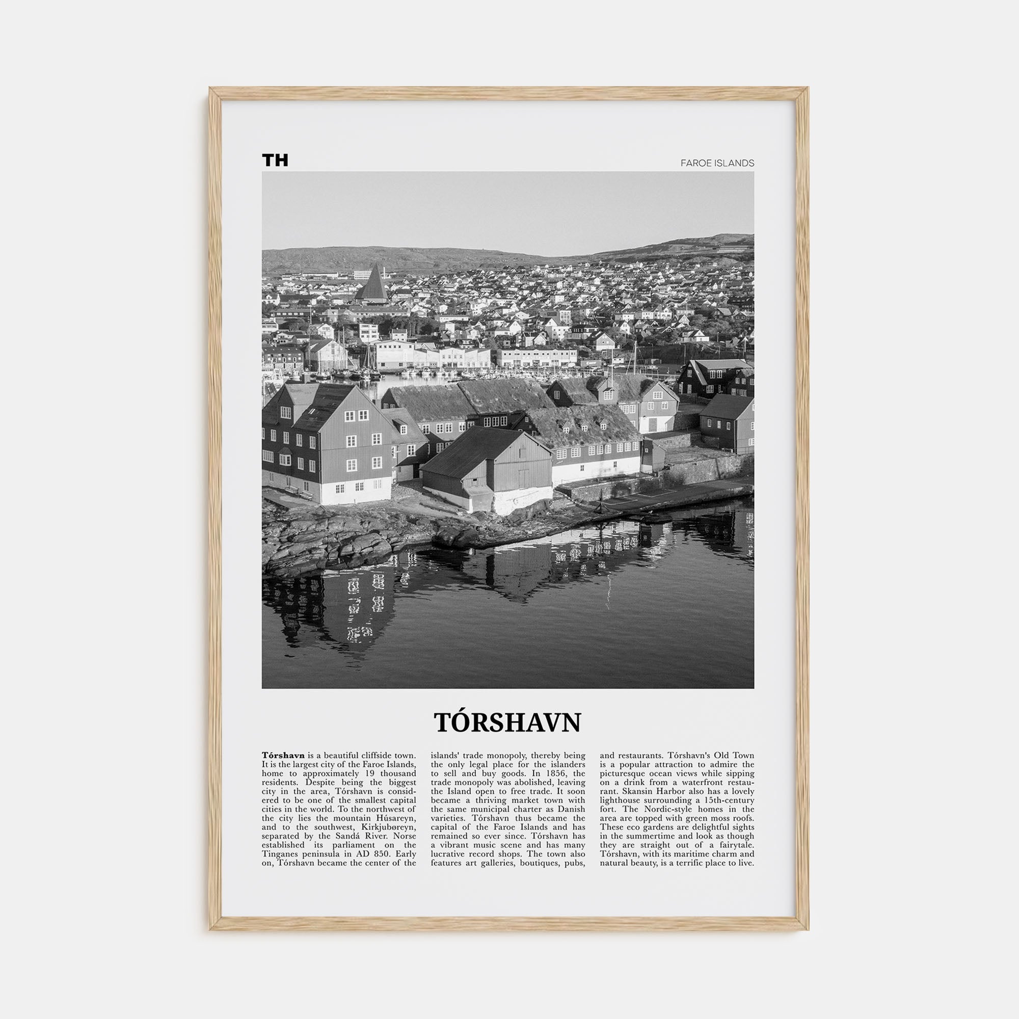 Tórshavn Travel B&W Poster