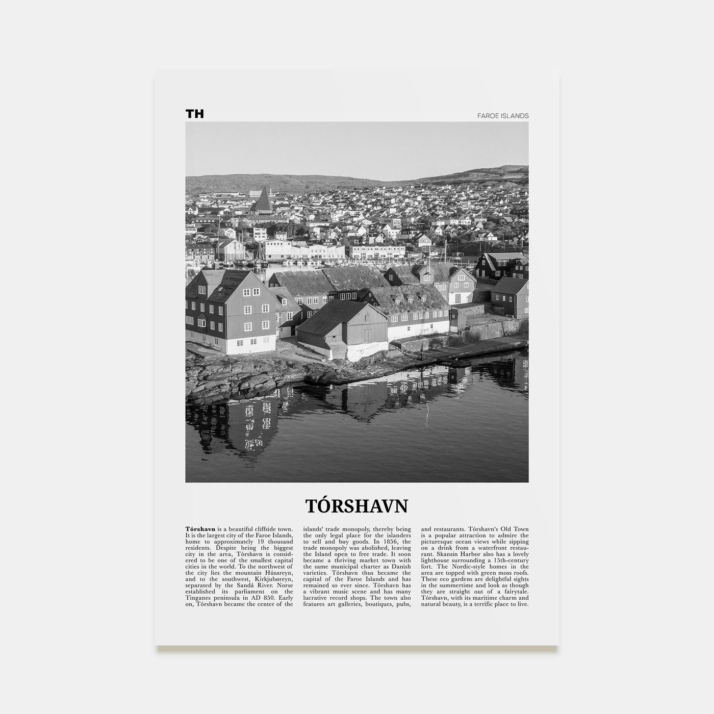 Tórshavn Travel B&W Poster