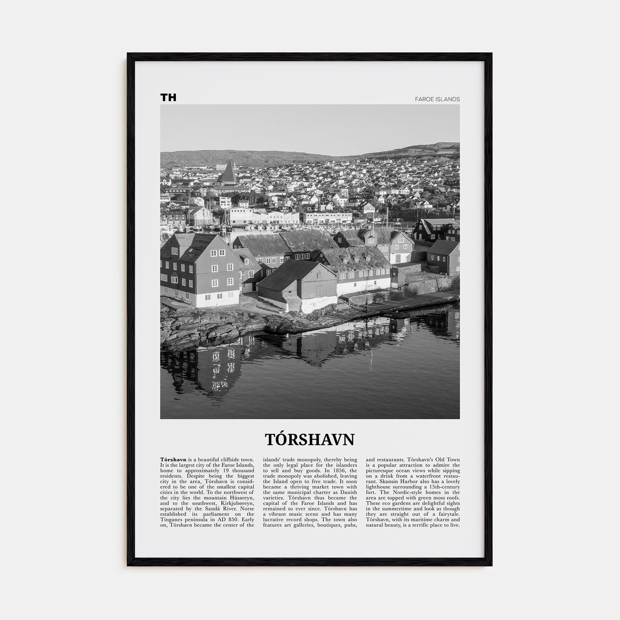 Tórshavn Travel B&W Poster