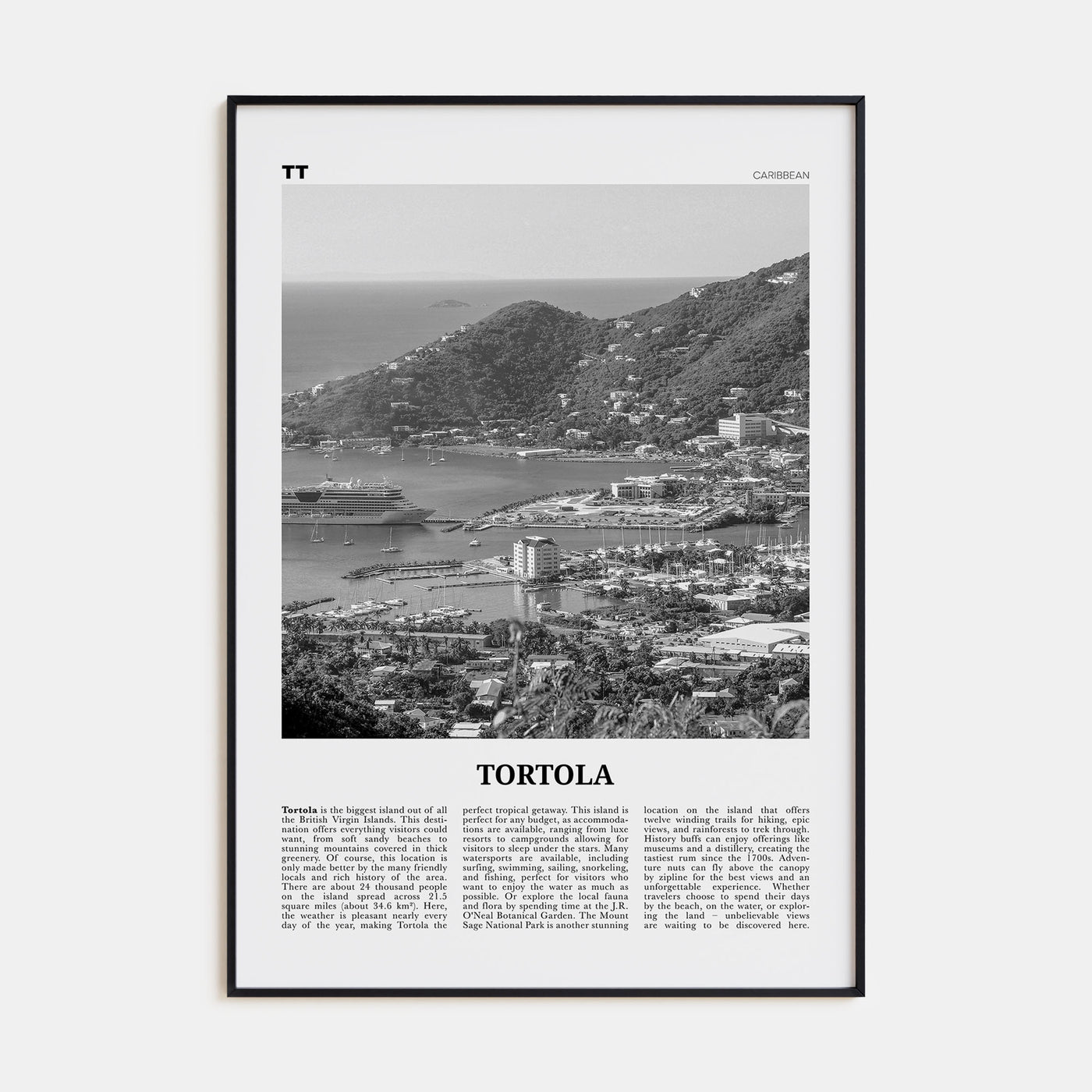 Tortola Travel B&W Poster