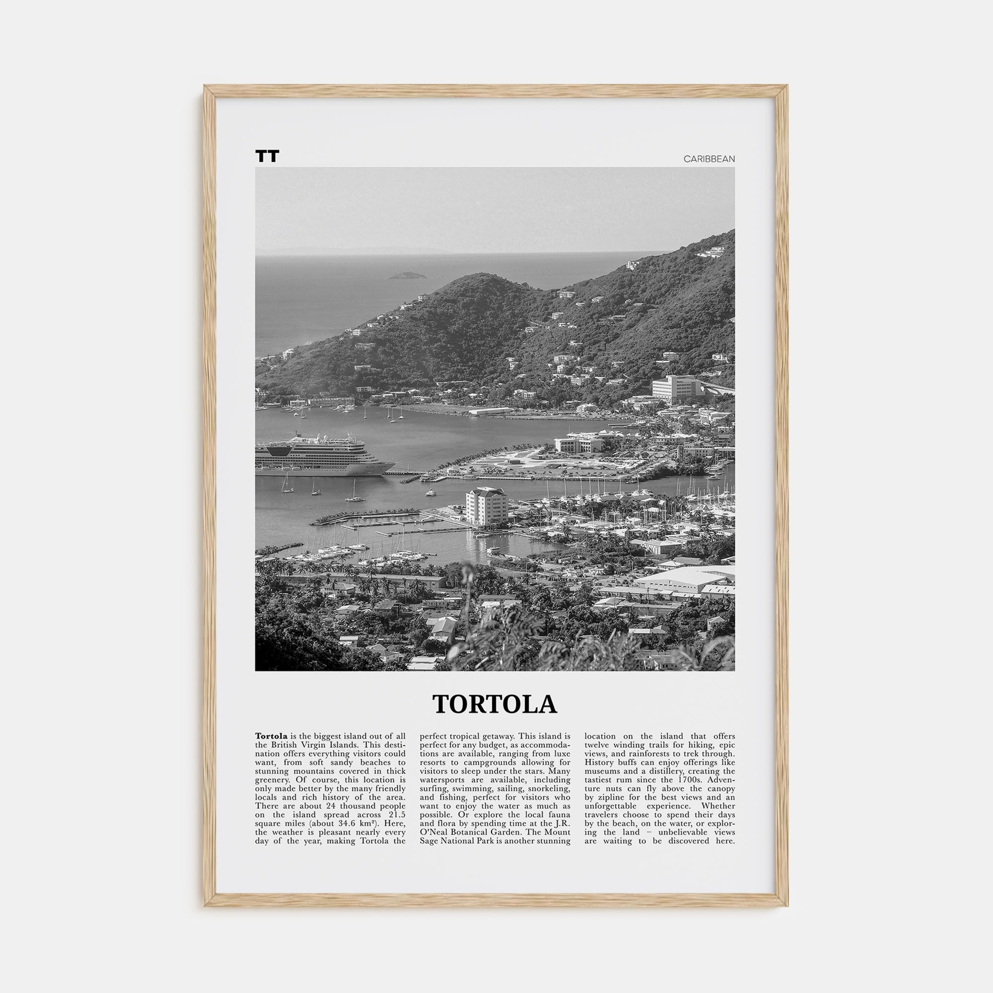 Tortola Travel B&W Poster