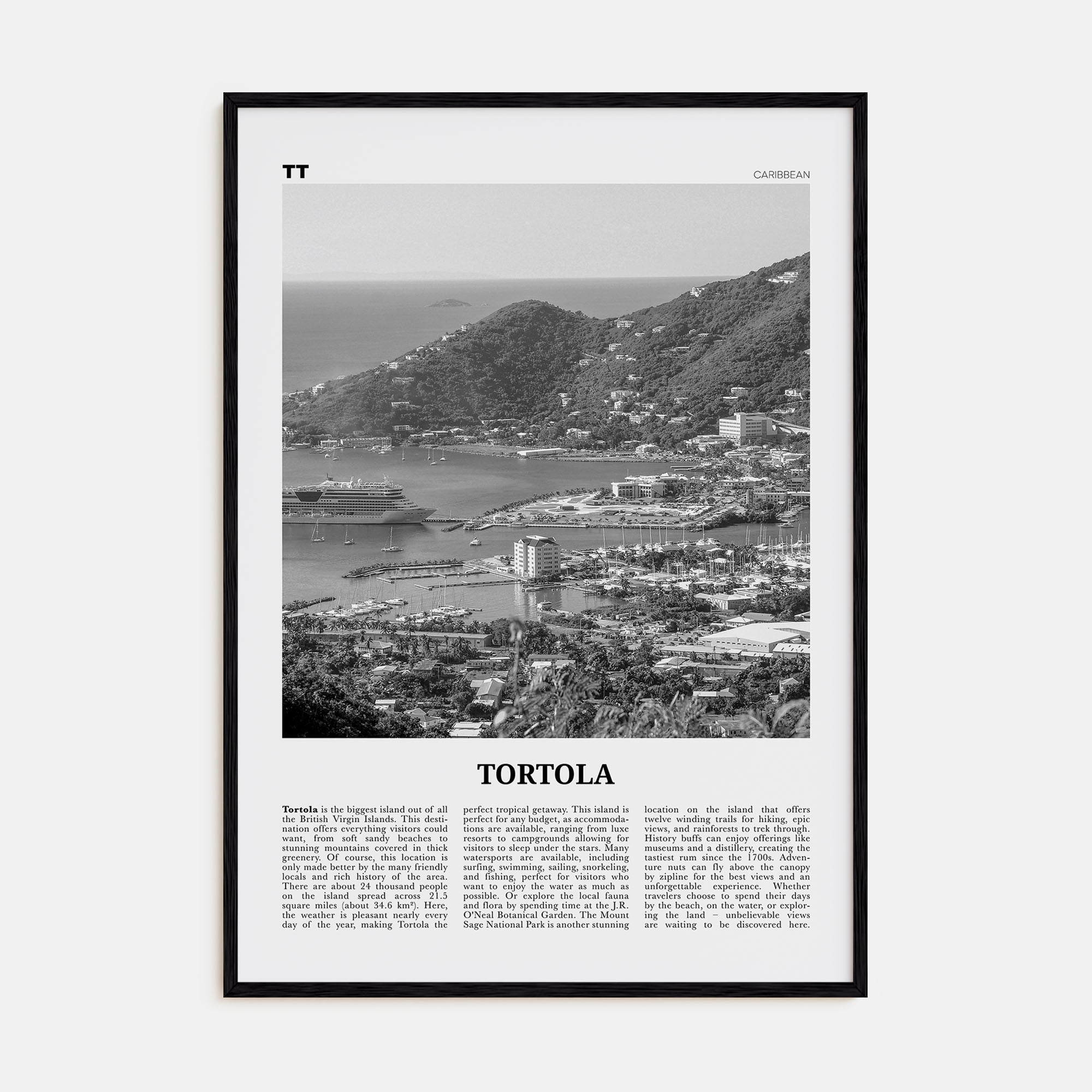 Tortola Travel B&W Poster
