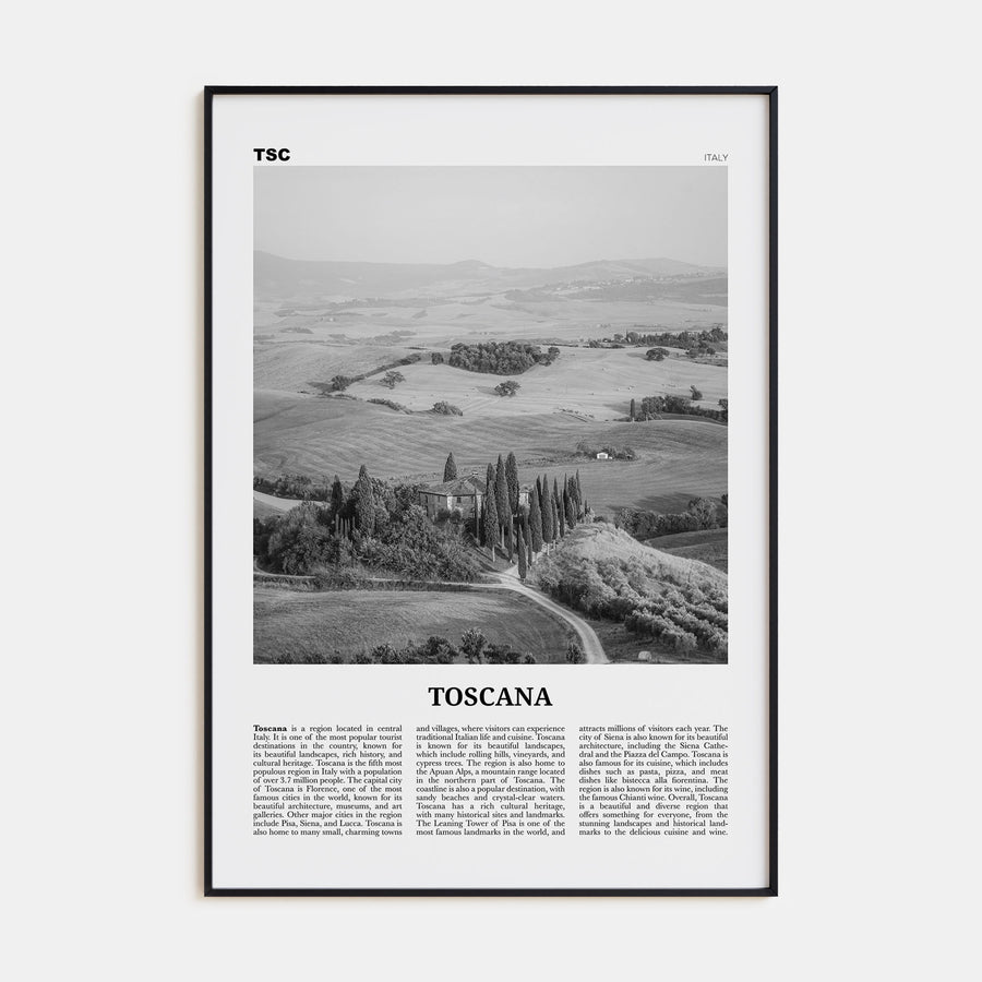 Toscana Travel B&W Poster
