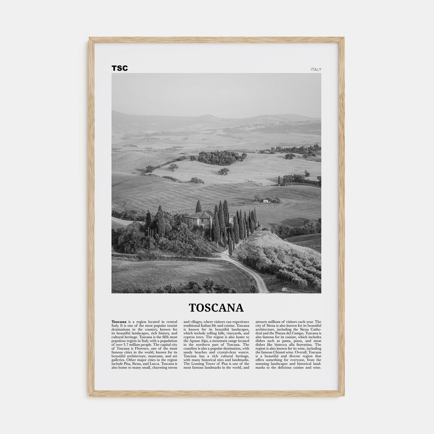 Toscana Travel B&W Poster
