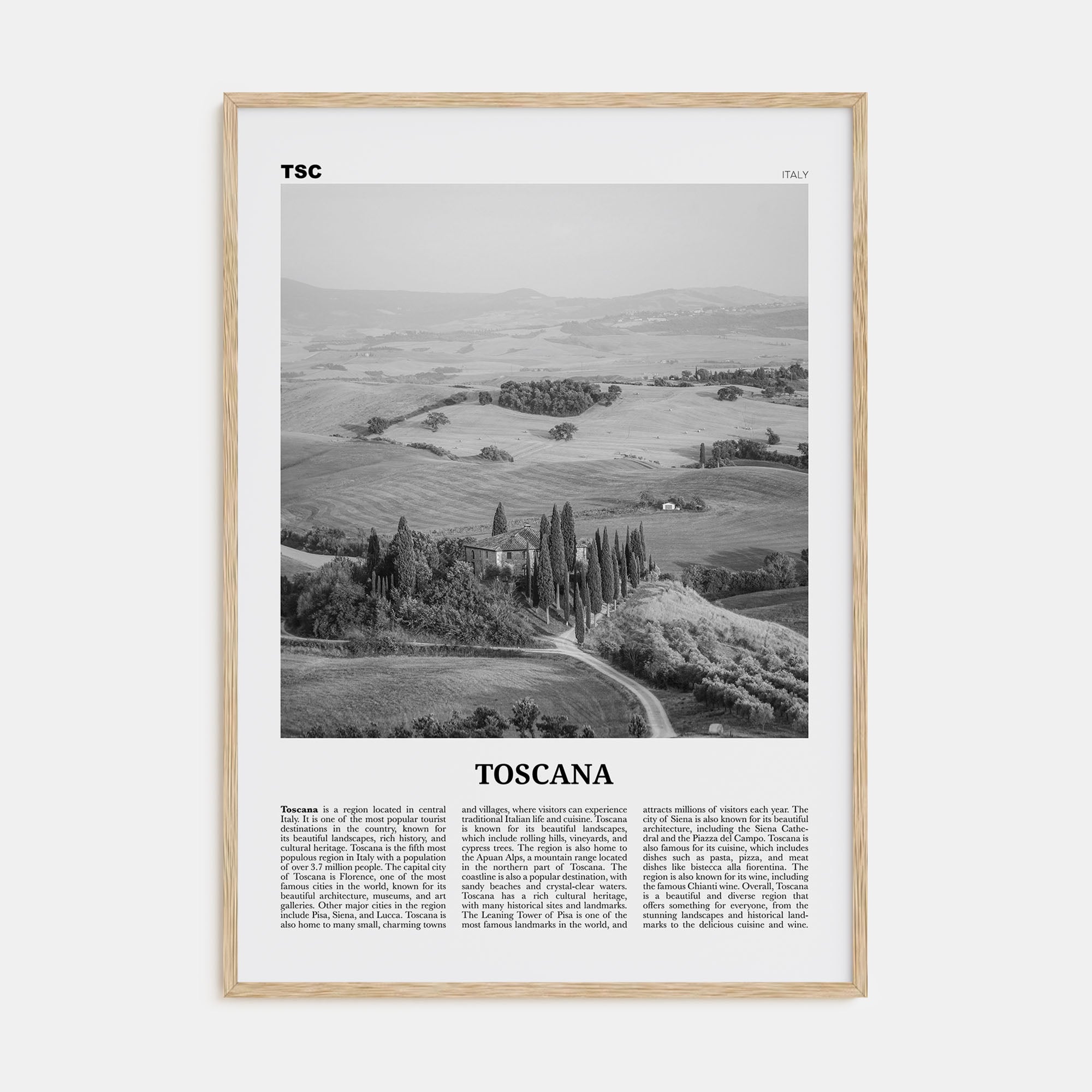 Toscana Travel B&W Poster