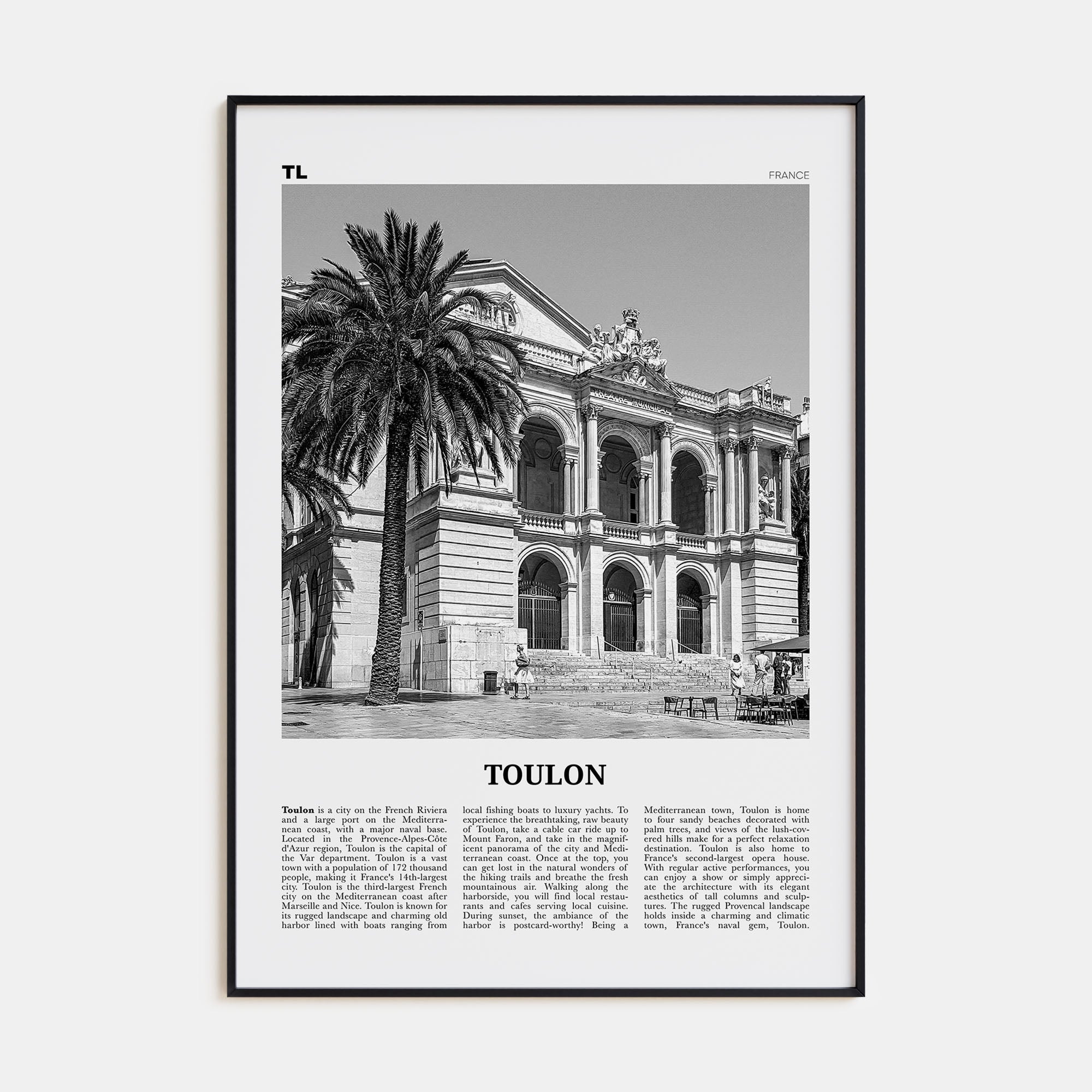 Toulon Travel B&W Poster