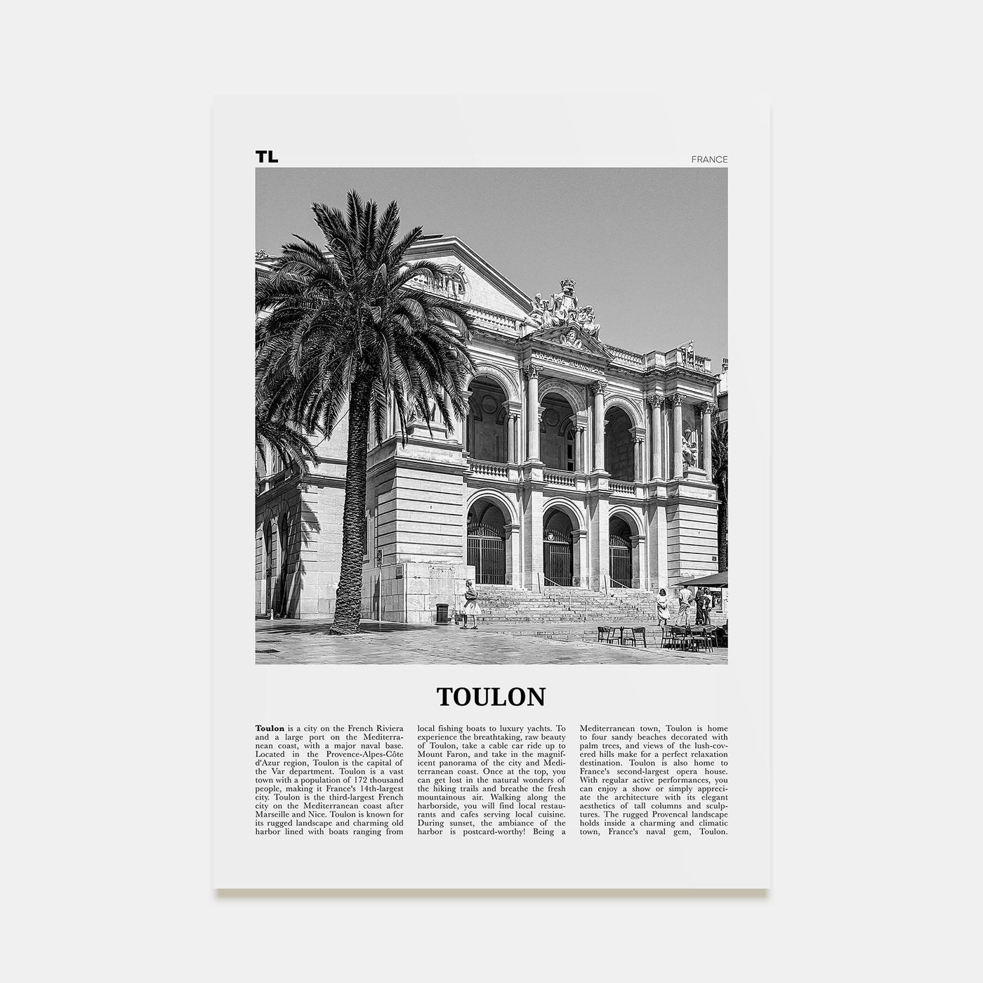 Toulon Travel B&W Poster