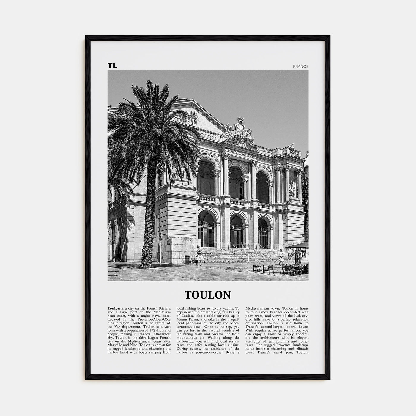 Toulon Travel B&W Poster