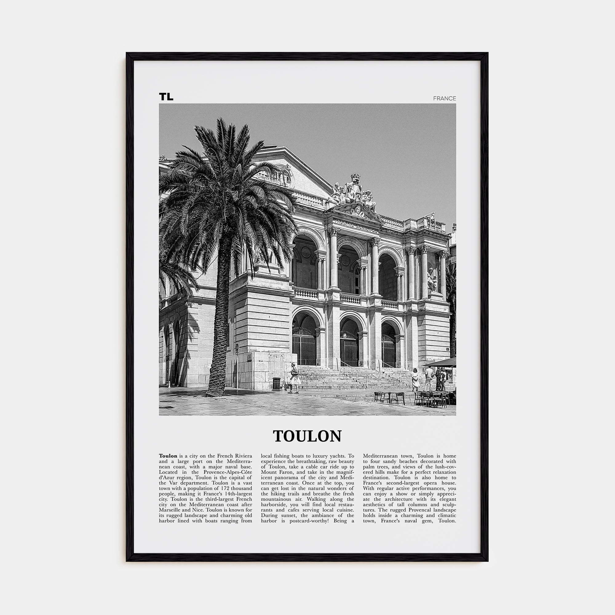 Toulon Travel B&W Poster