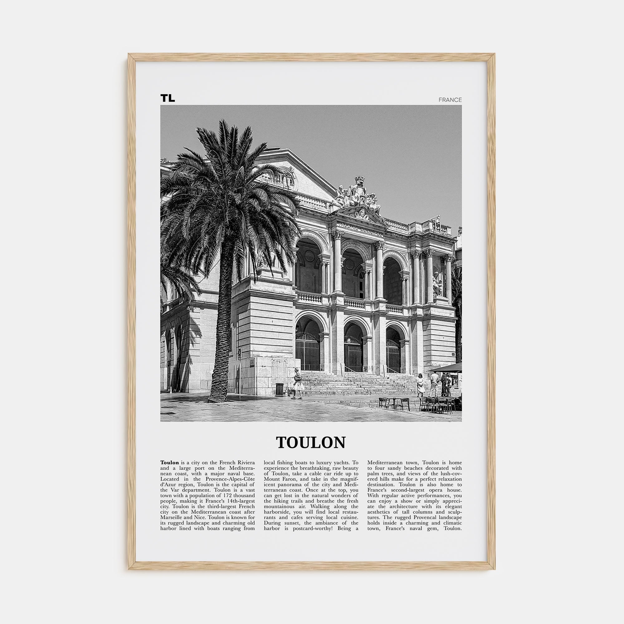 Toulon Travel B&W Poster