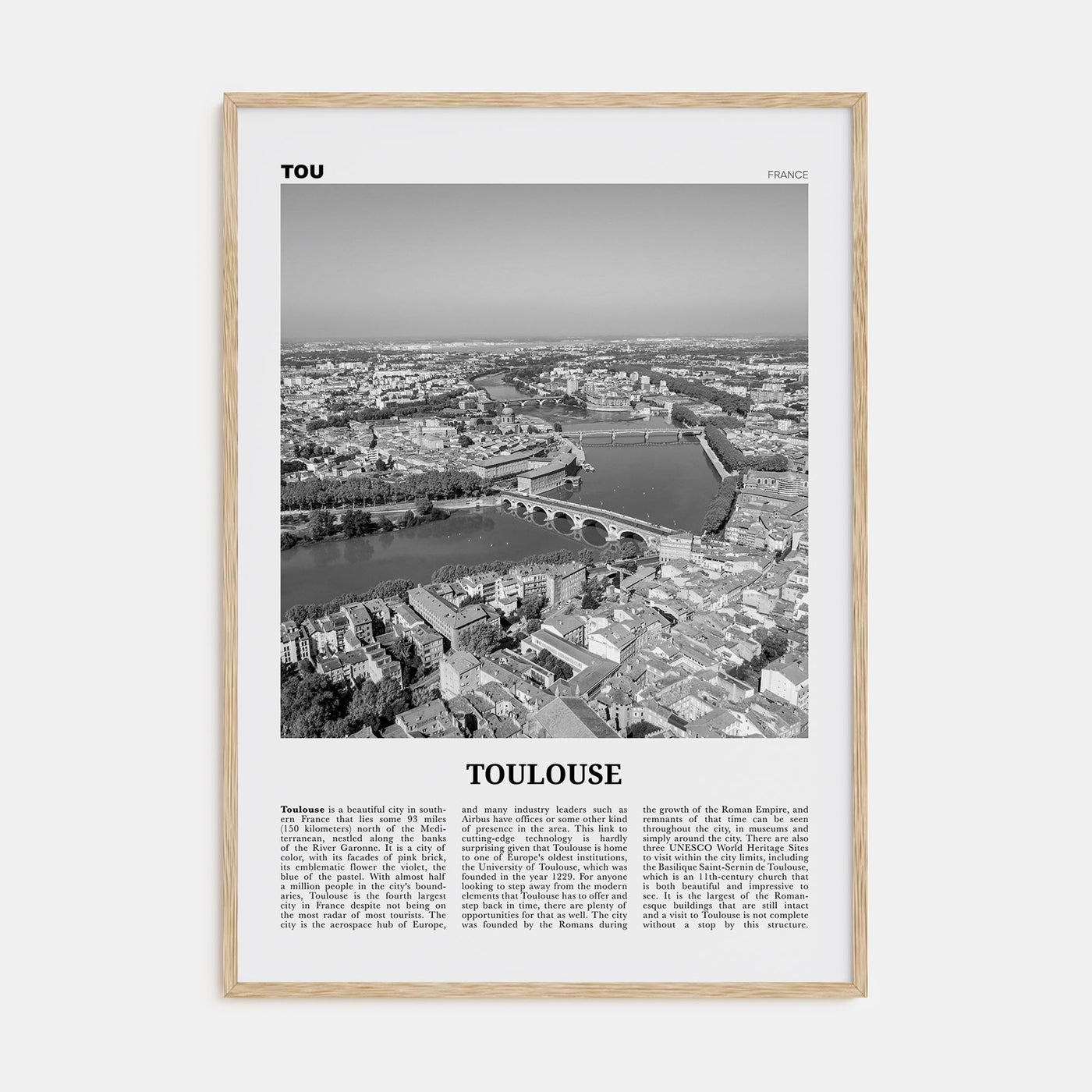 Toulouse Travel B&W Poster