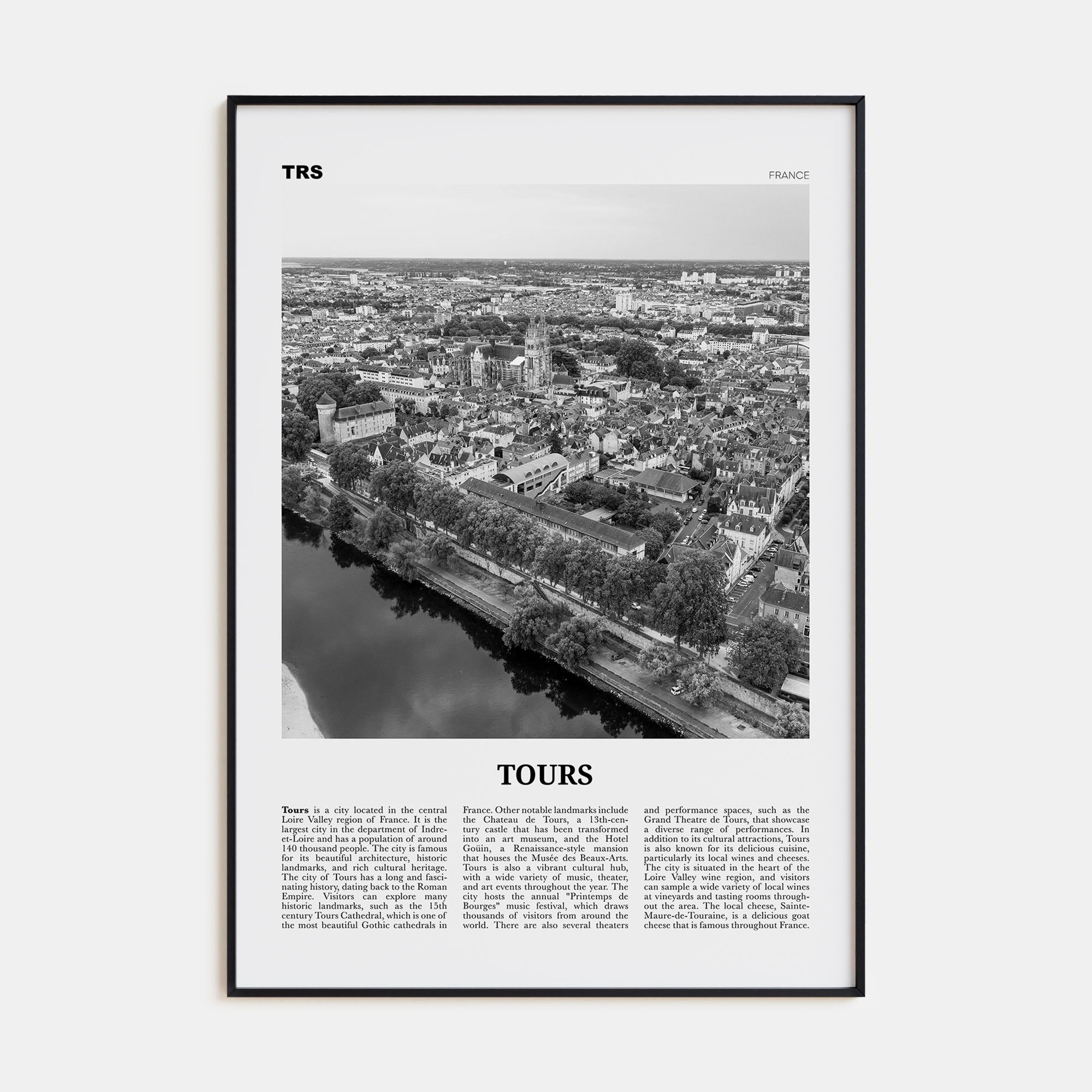 Tours Travel B&W Poster