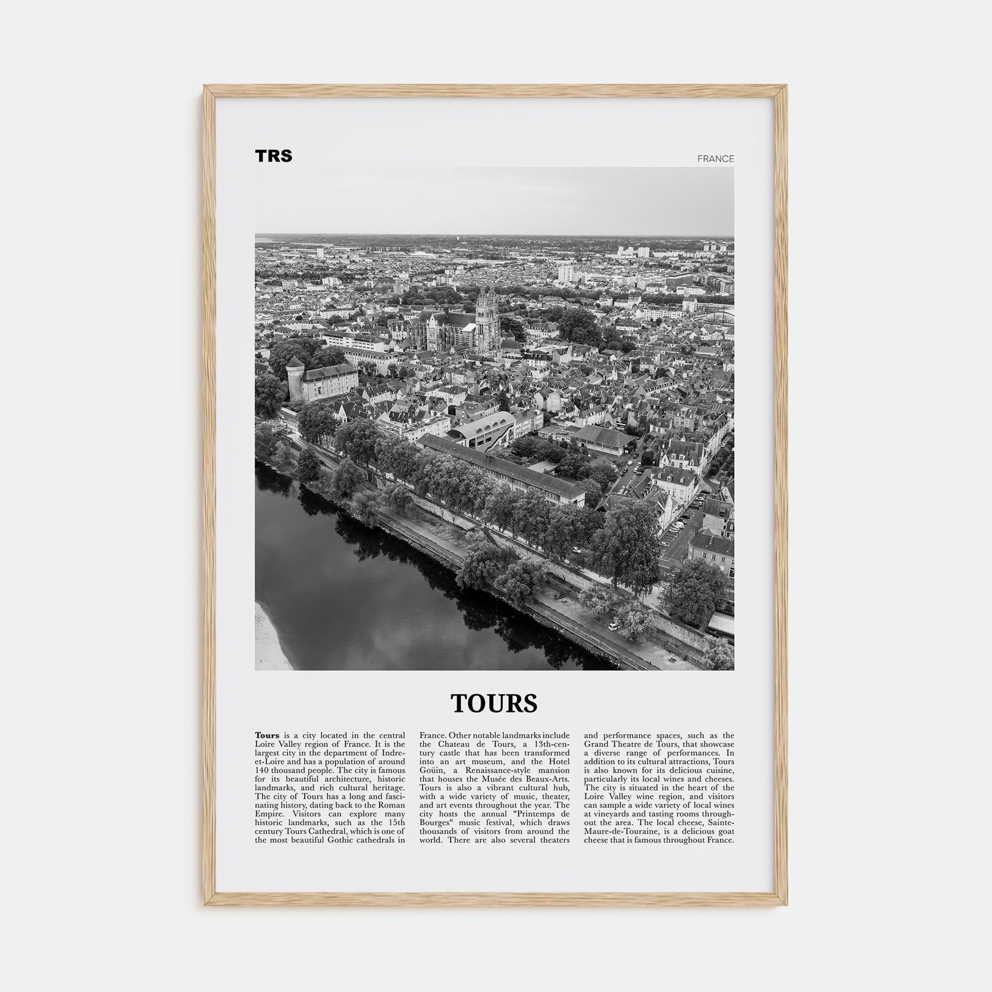 Tours Travel B&W Poster