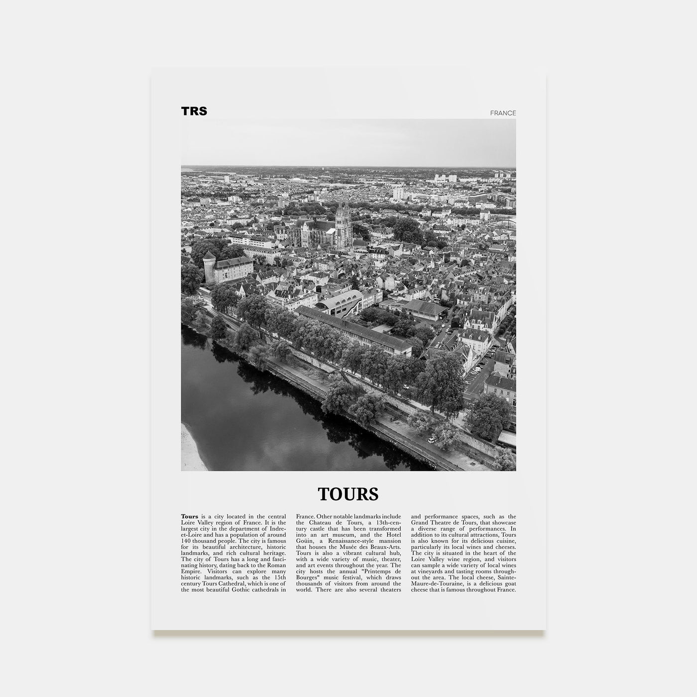 Tours Travel B&W Poster