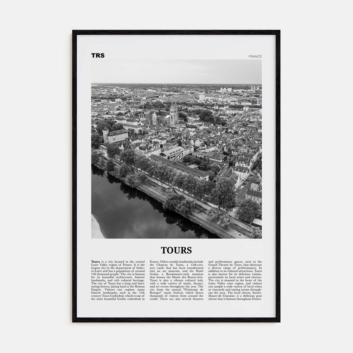 Tours Travel B&W Poster