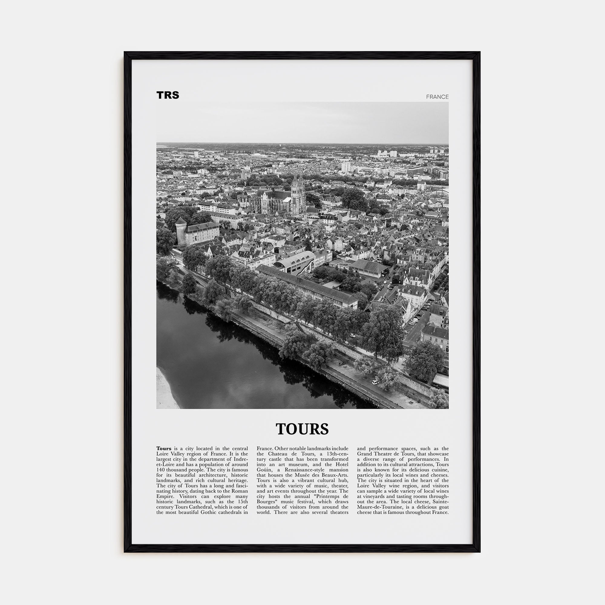 Tours Travel B&W Poster