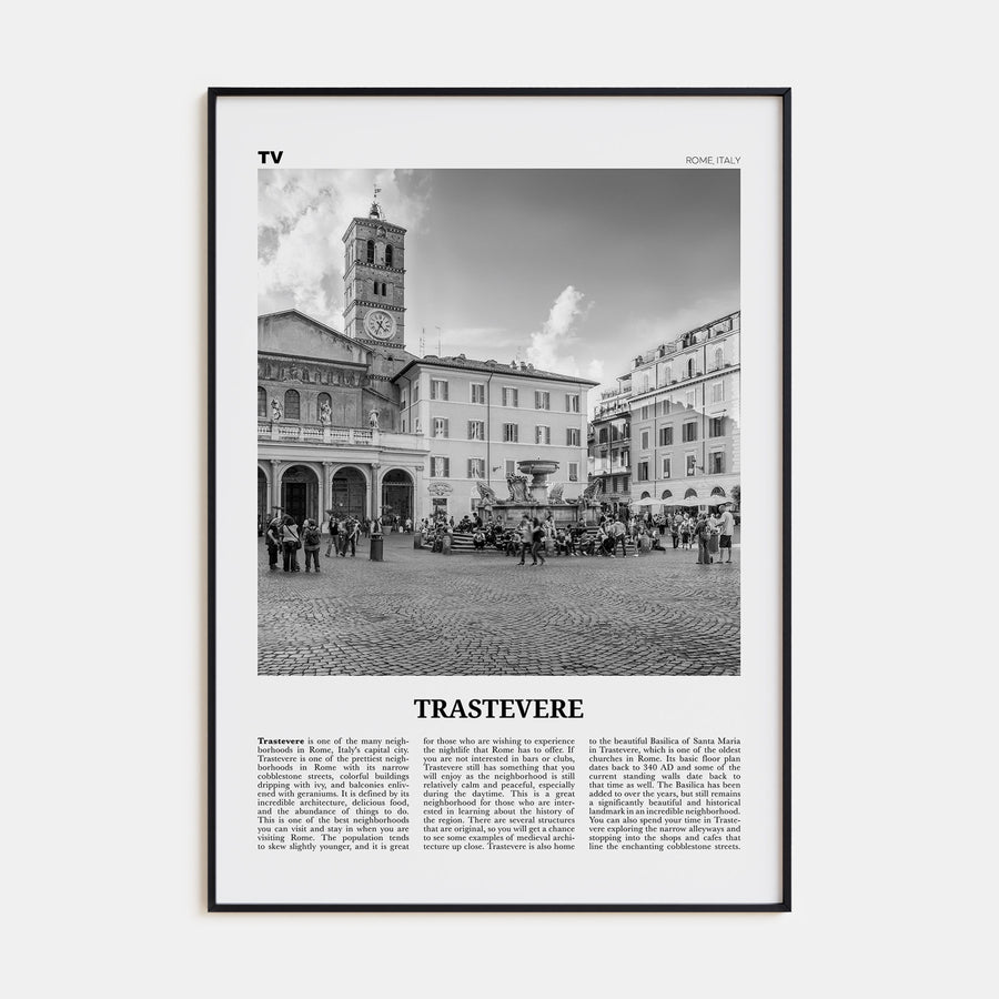 Trastevere Travel B&W Poster