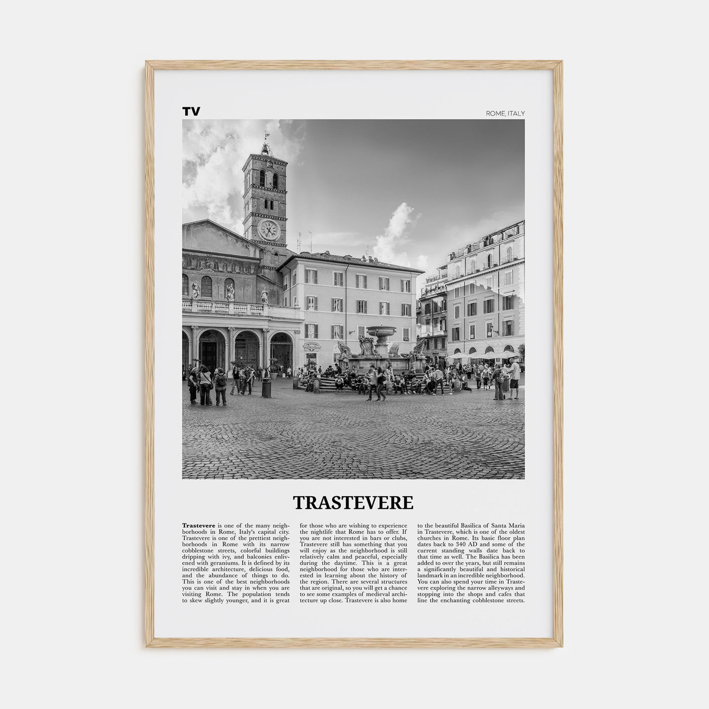 Trastevere Travel B&W Poster