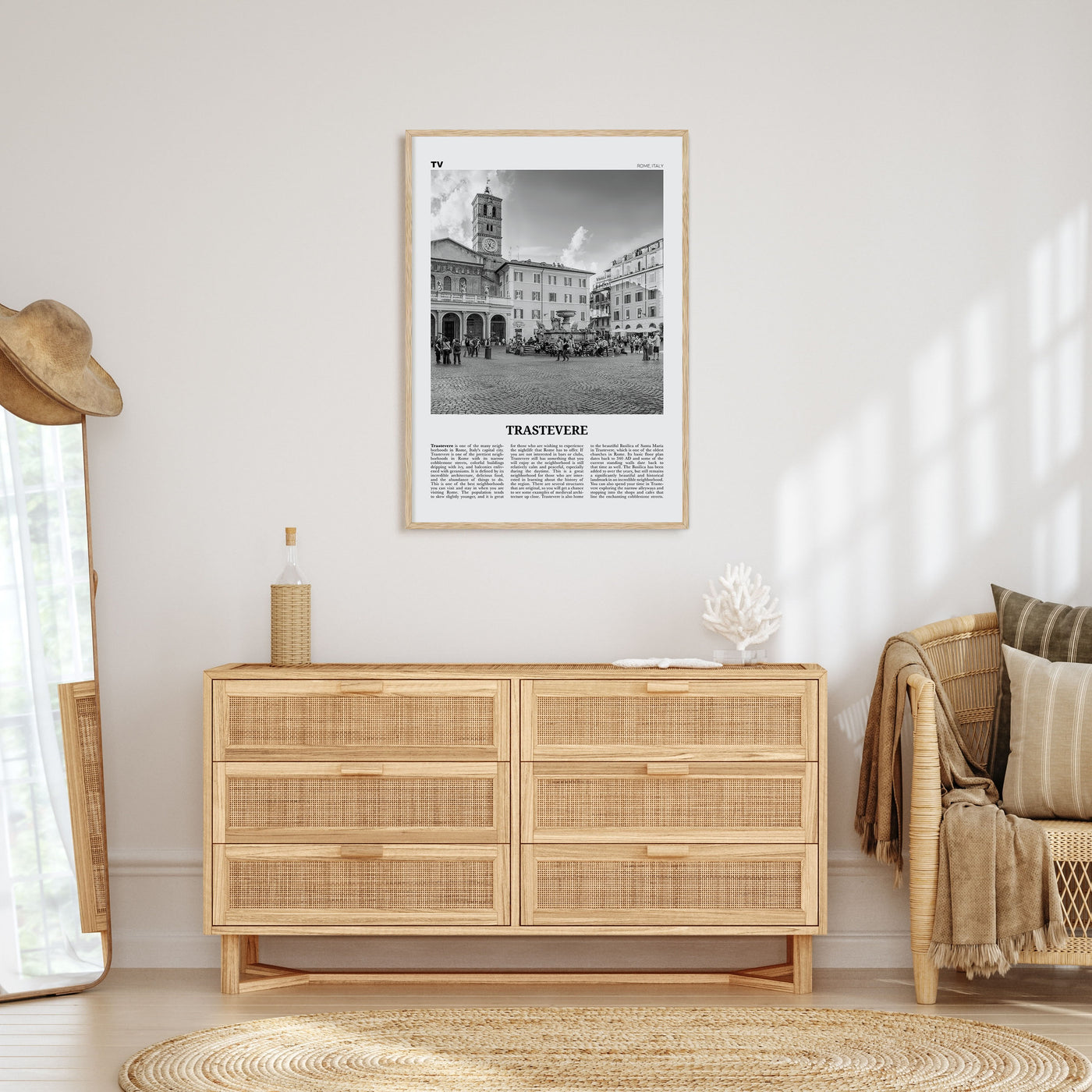 Trastevere Travel B&W Poster