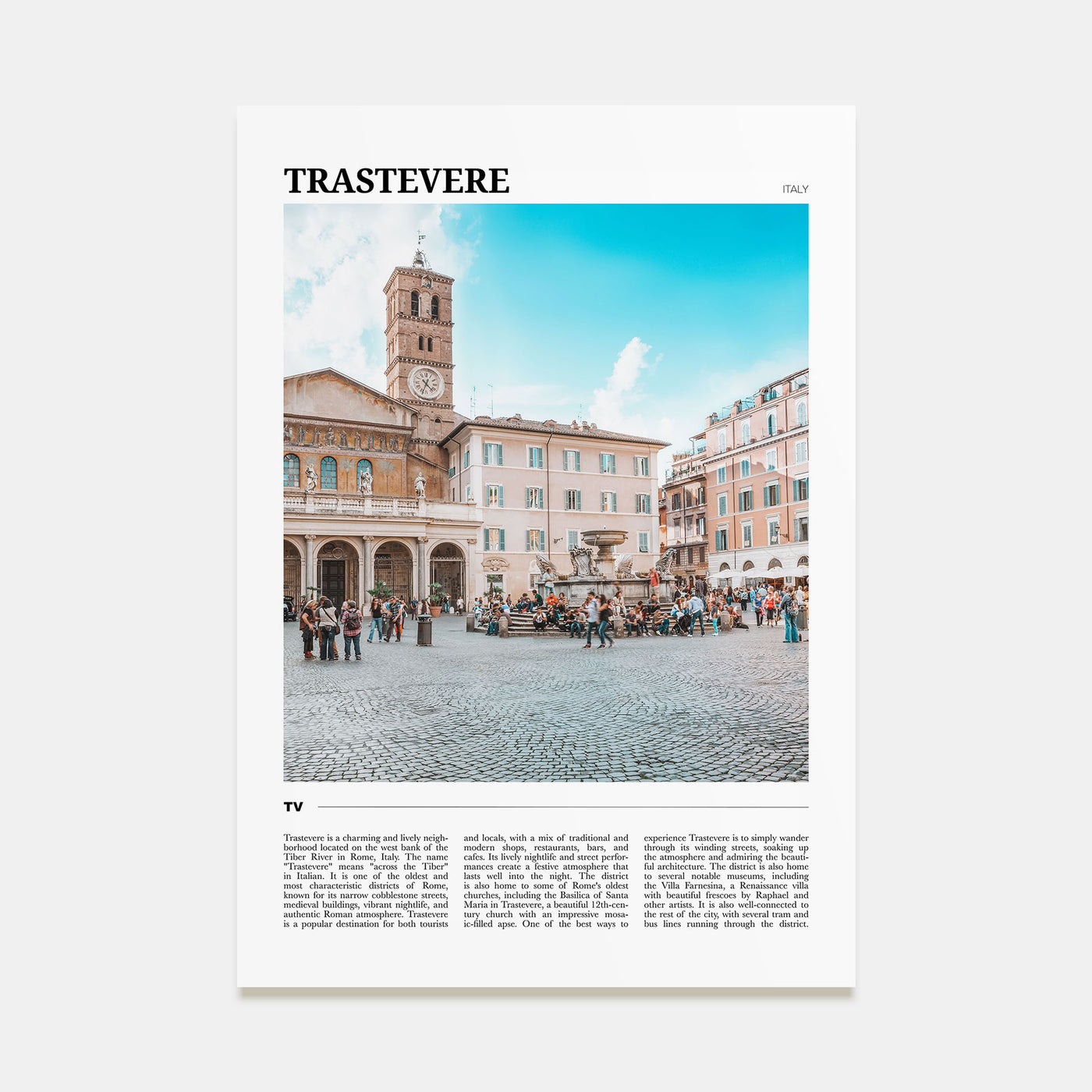 Trastevere Travel Color Poster