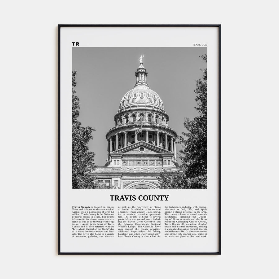 Travis County Travel B&W Poster