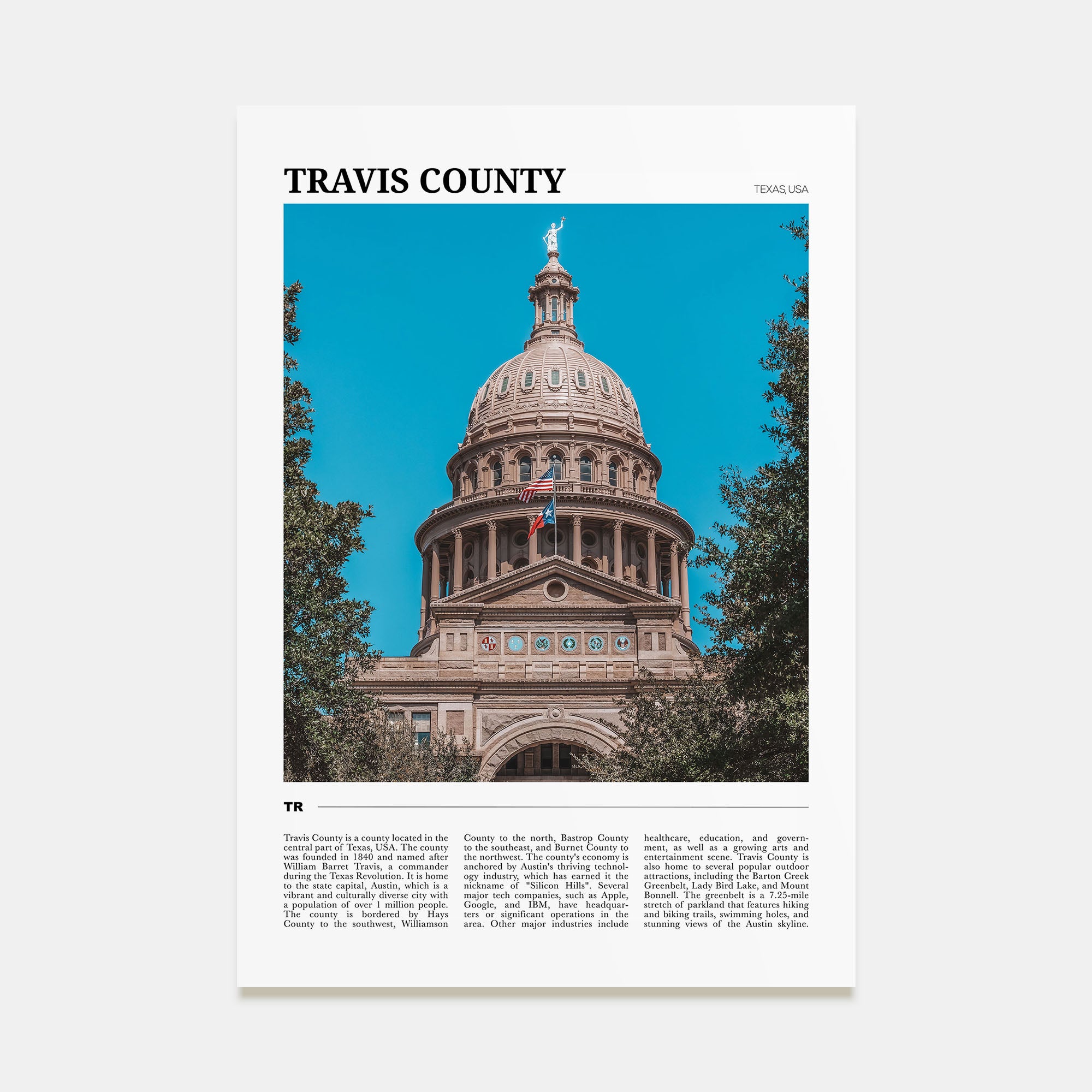 Travis County Travel Color Poster