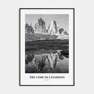 Tre Cime di Lavaredo Portrait B&W Poster