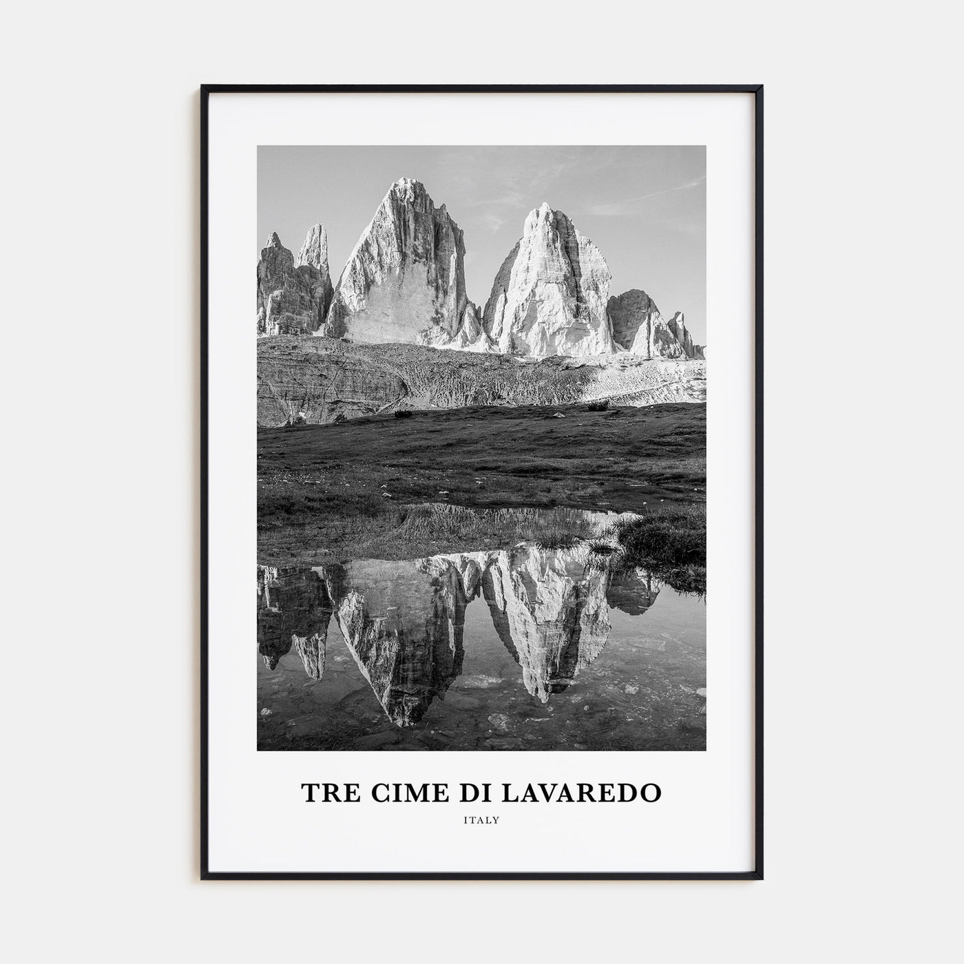 Tre Cime di Lavaredo Portrait B&W Poster