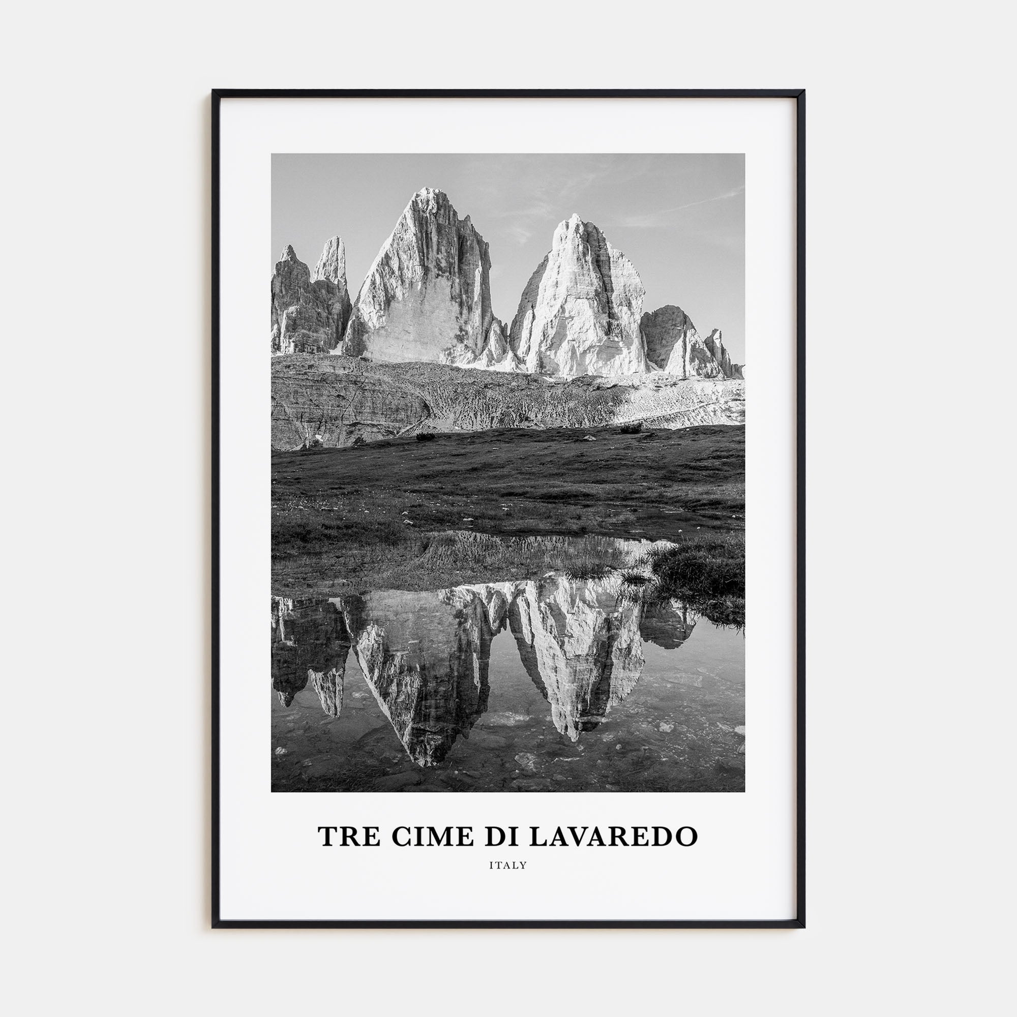 Tre Cime di Lavaredo Portrait B&W Poster