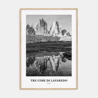 Tre Cime di Lavaredo Portrait B&W Poster