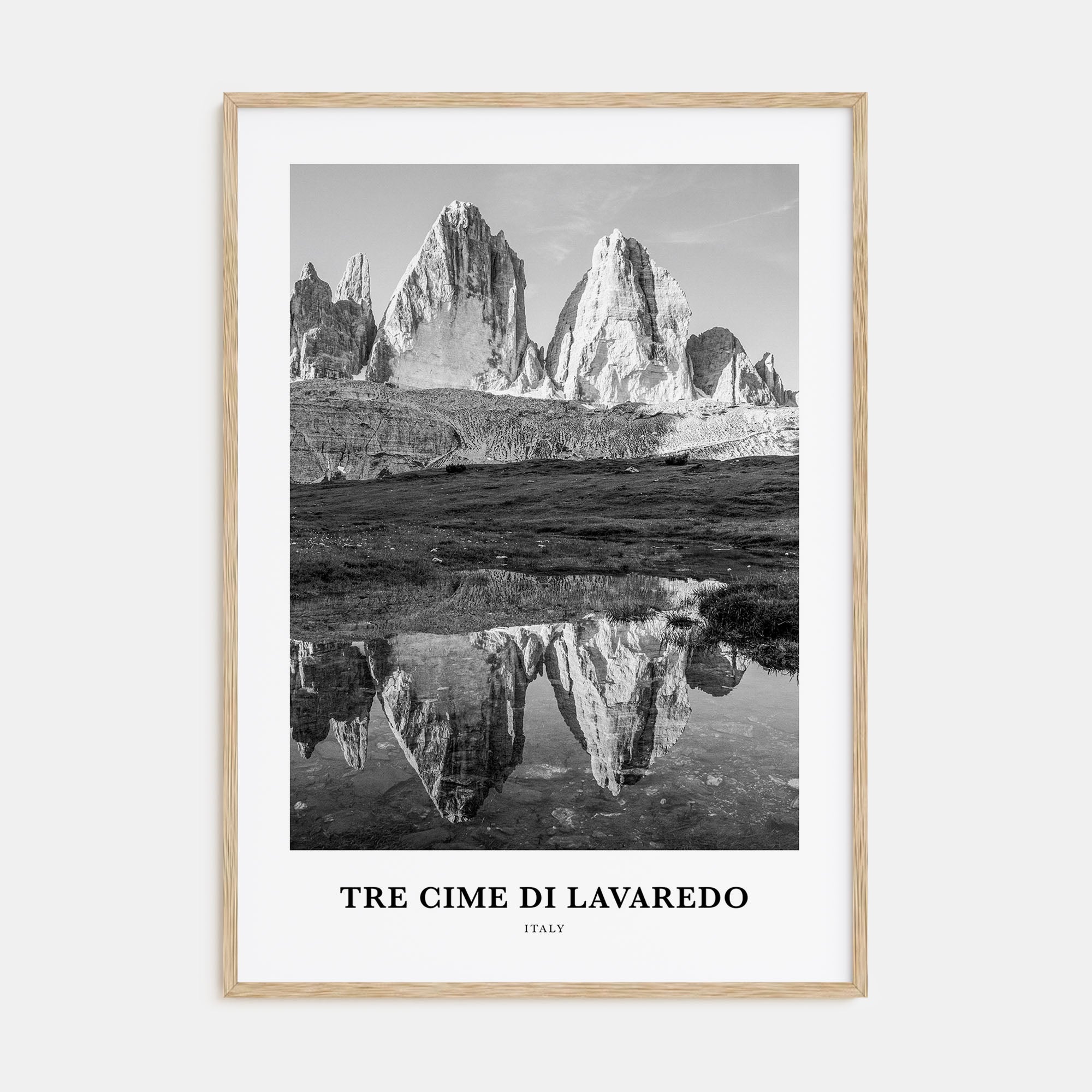 Tre Cime di Lavaredo Portrait B&W Poster